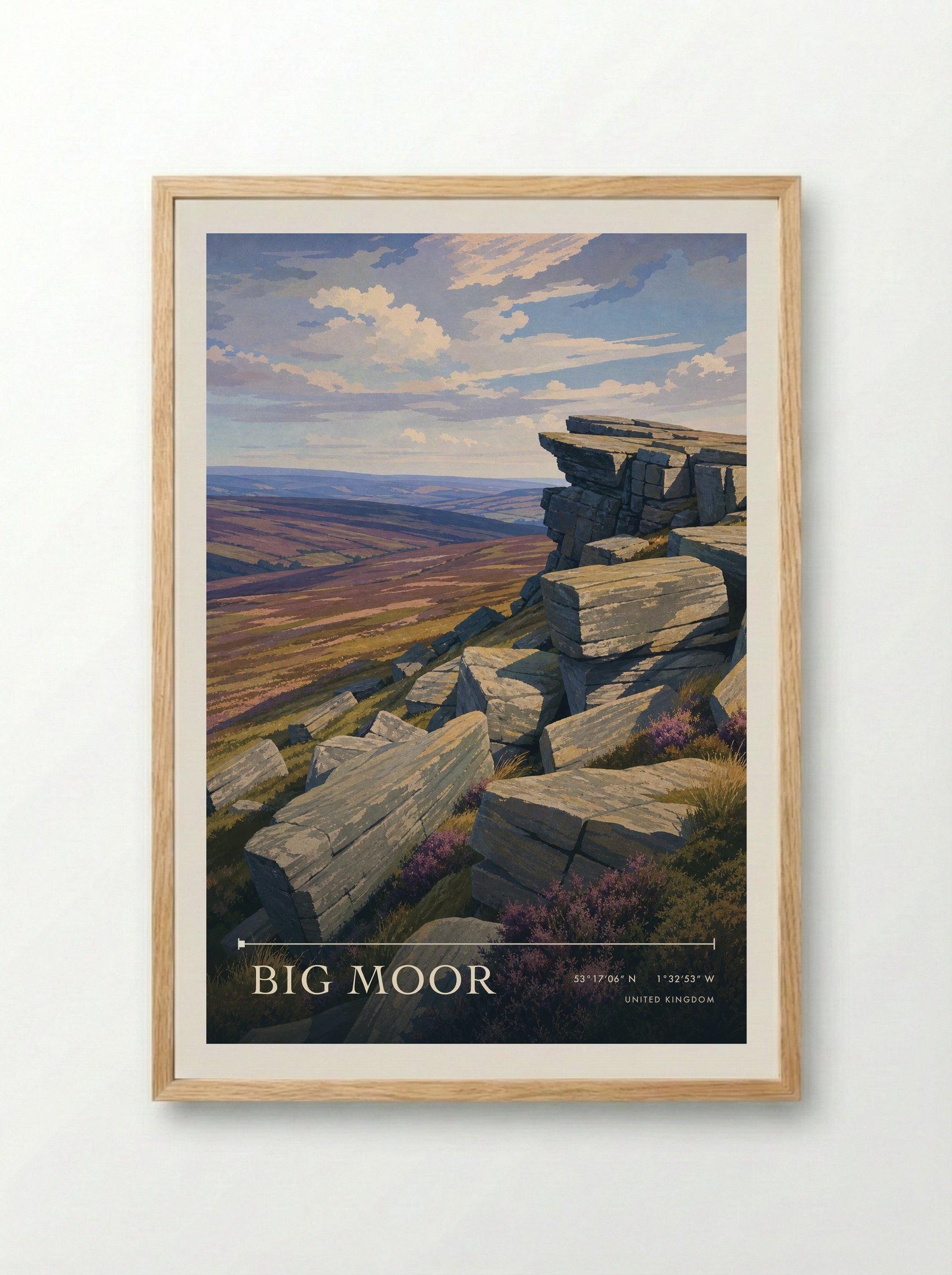 Big Moor United Kingdom Travel Poster - Framed Print Wood