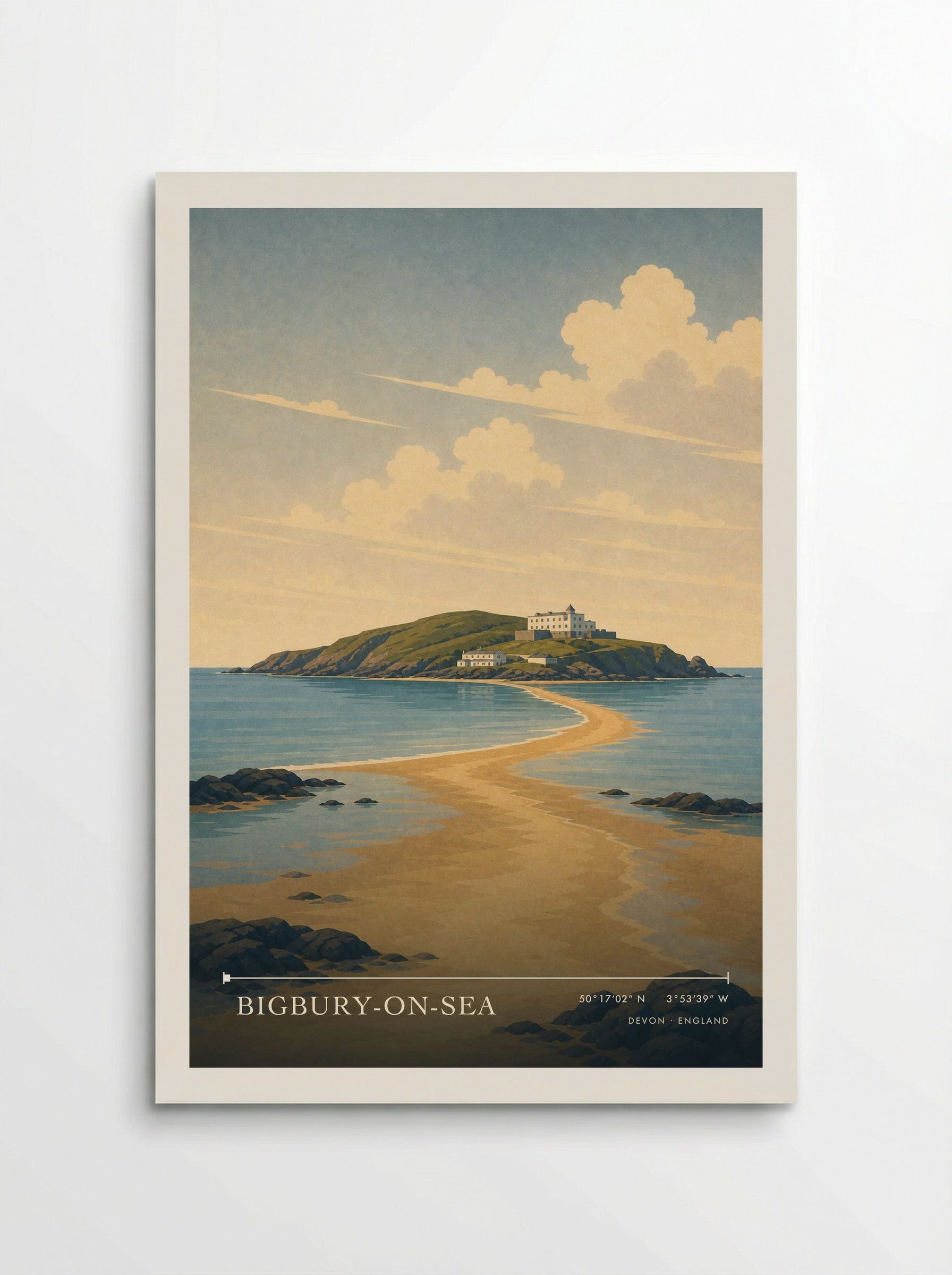 Bigbury-on-Sea Devon England Travel Poster - Poster