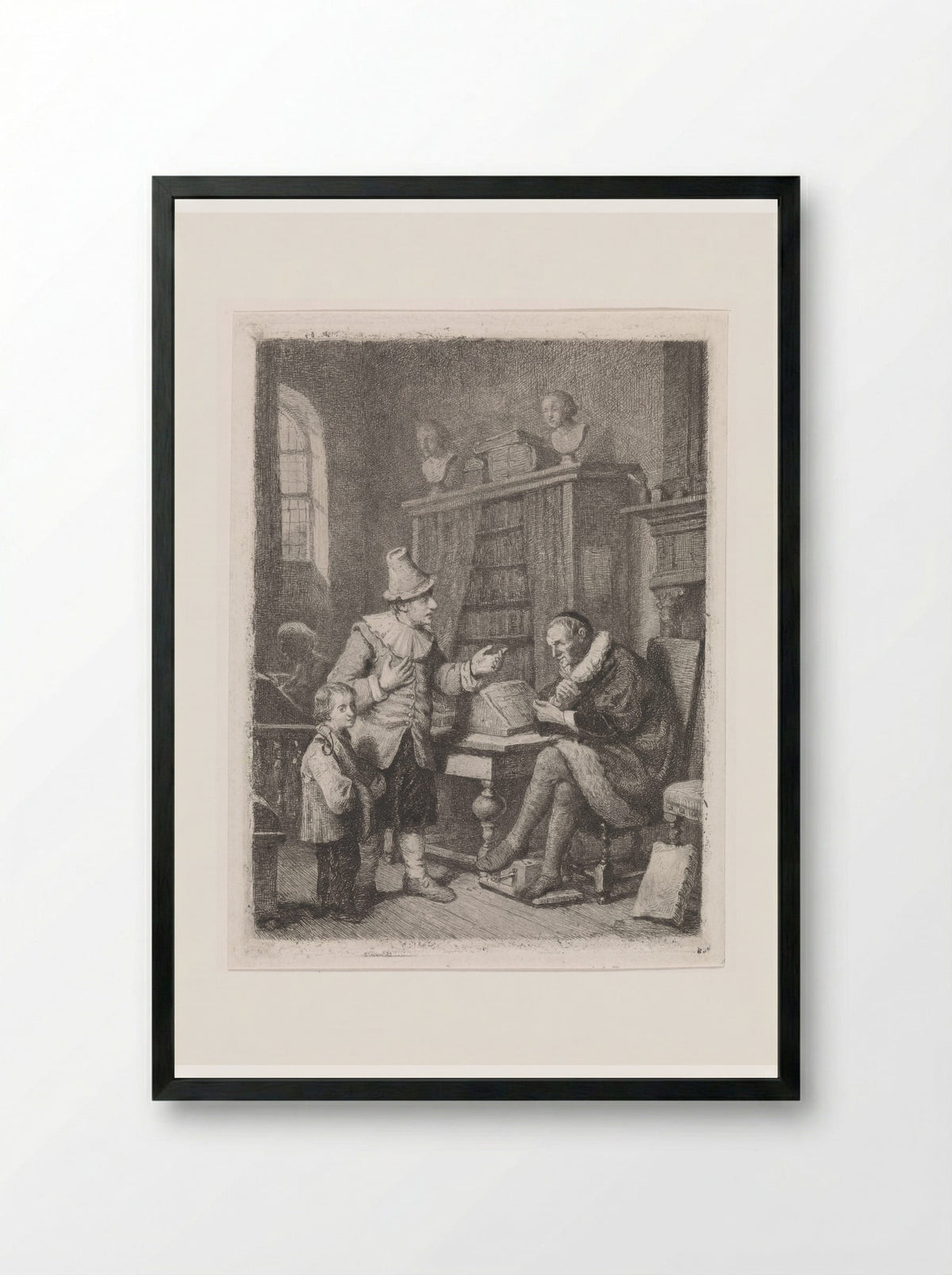 Bij de advocaat (At the Lawyer's) - David van der Kellen - Framed Print Black
