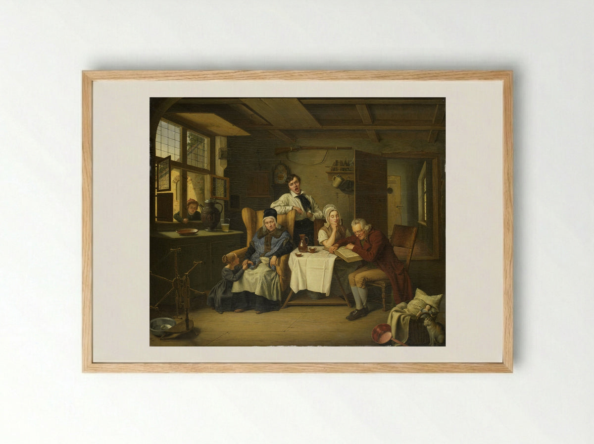 Bijbellezen (Bible Reading) - Eduard Karl Gustav Lebrecht Pistorius - Framed Print Wood