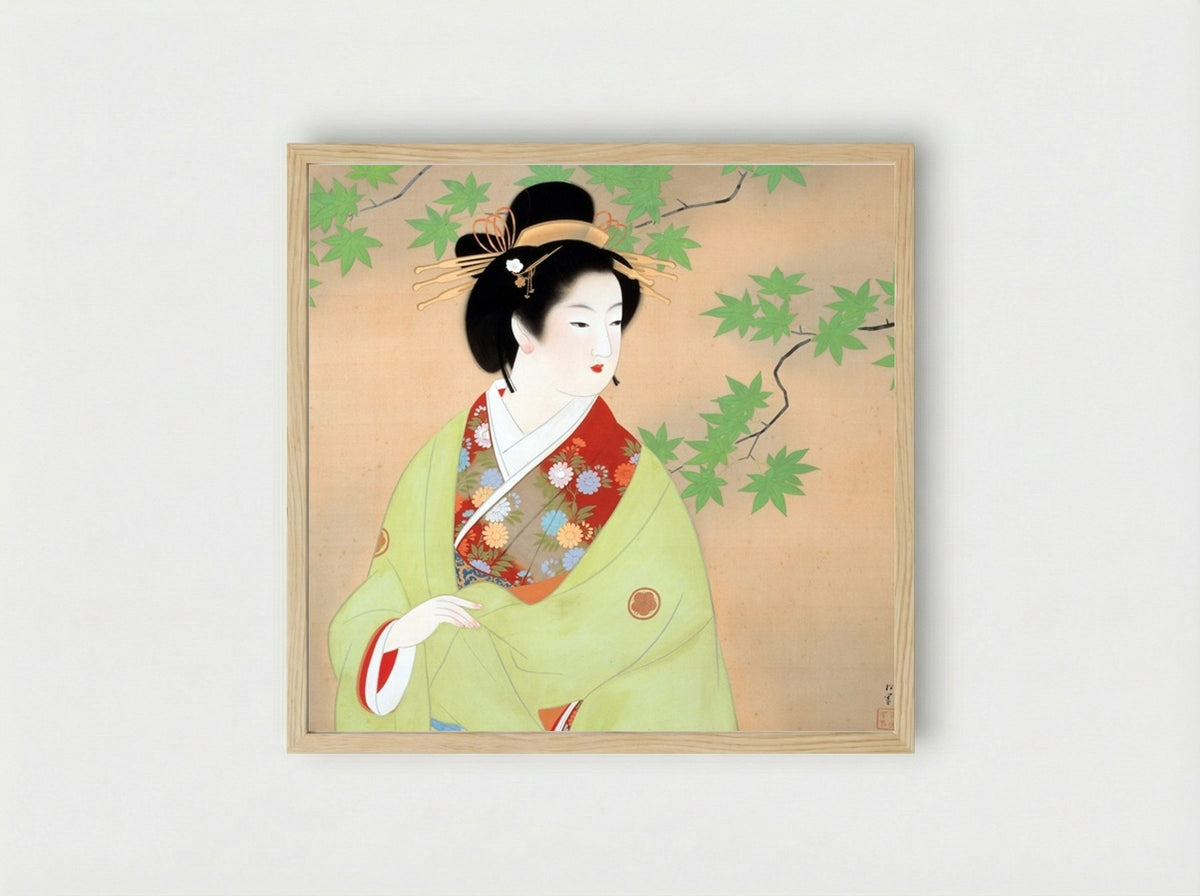 Bijinga (Woman Beneath Maple Branches) - Uemura Shoen - Framed Print Wood