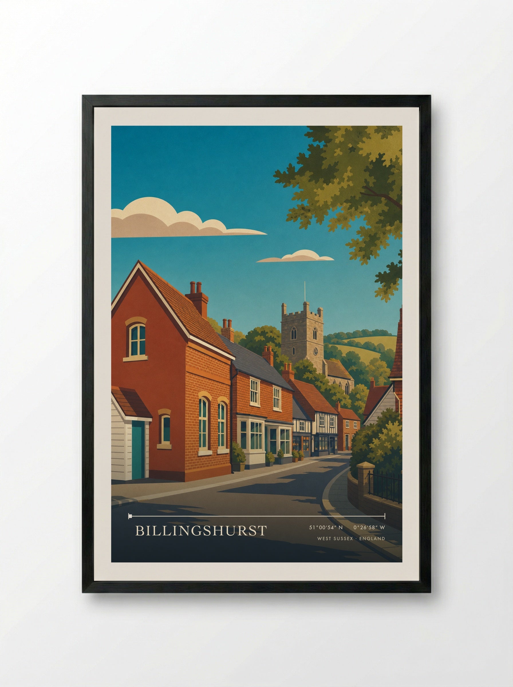 Billingshurst West Sussex England Travel Poster - Framed Print Black
