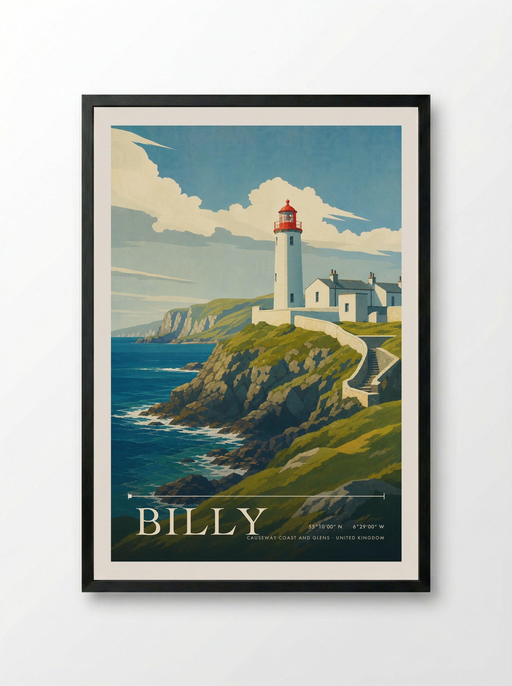 Billy Causeway Coast and Glens United Kingdom Travel Poster - Framed Print Black
