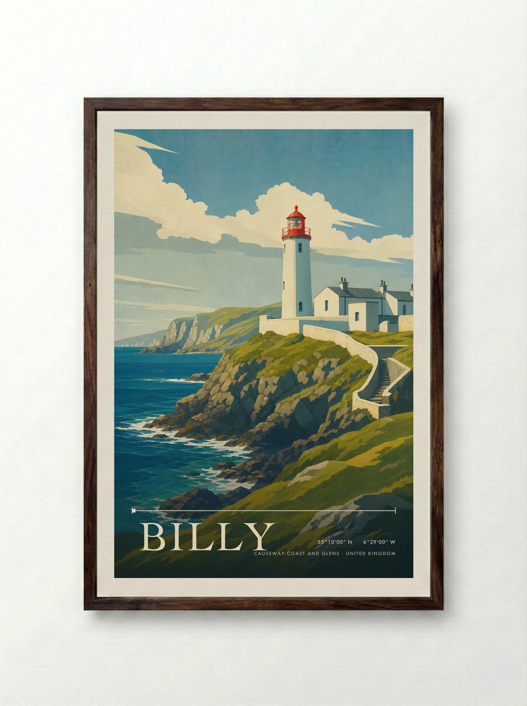 Billy Causeway Coast and Glens United Kingdom Travel Poster - Framed Print Dark Wood