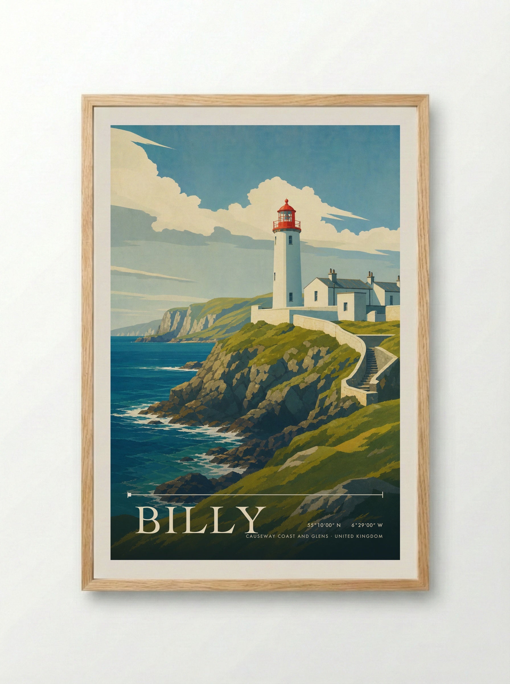 Billy Causeway Coast and Glens United Kingdom Travel Poster - Framed Print Wood