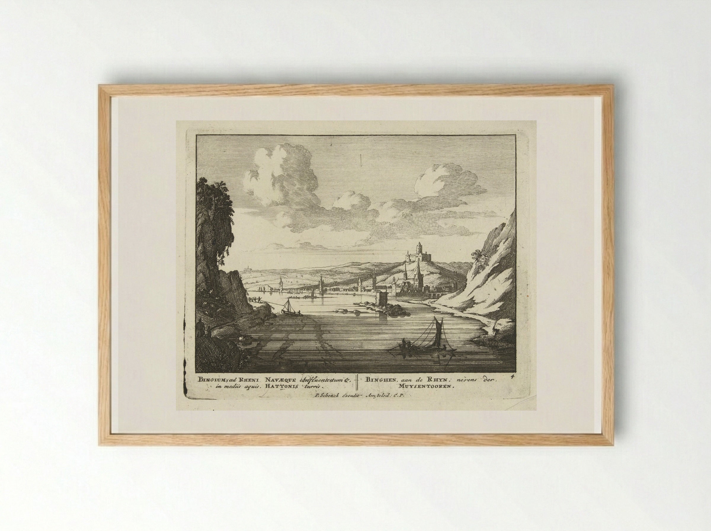 Bingen aan de Rijn met de Muizentoren - Jan van Call (I) - Framed Print Wood