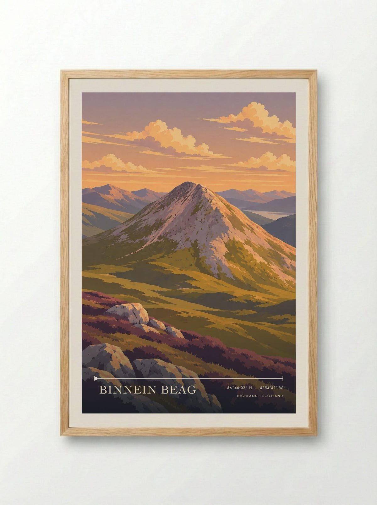 Binnein Beag, Highland | Travel Poster - Framed Print Wood