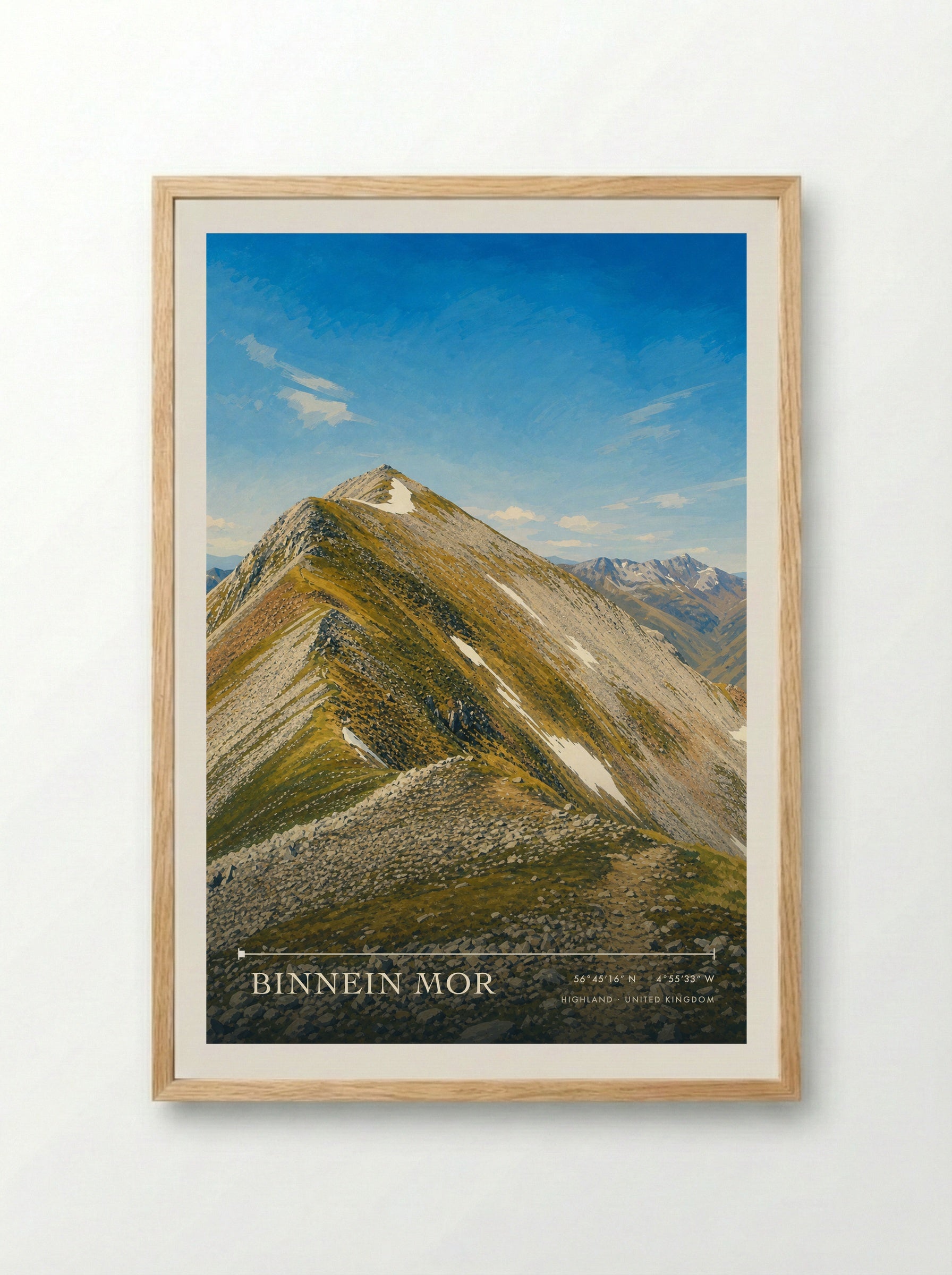 Binnein Mor Highland United Kingdom Travel Poster - Framed Print Wood
