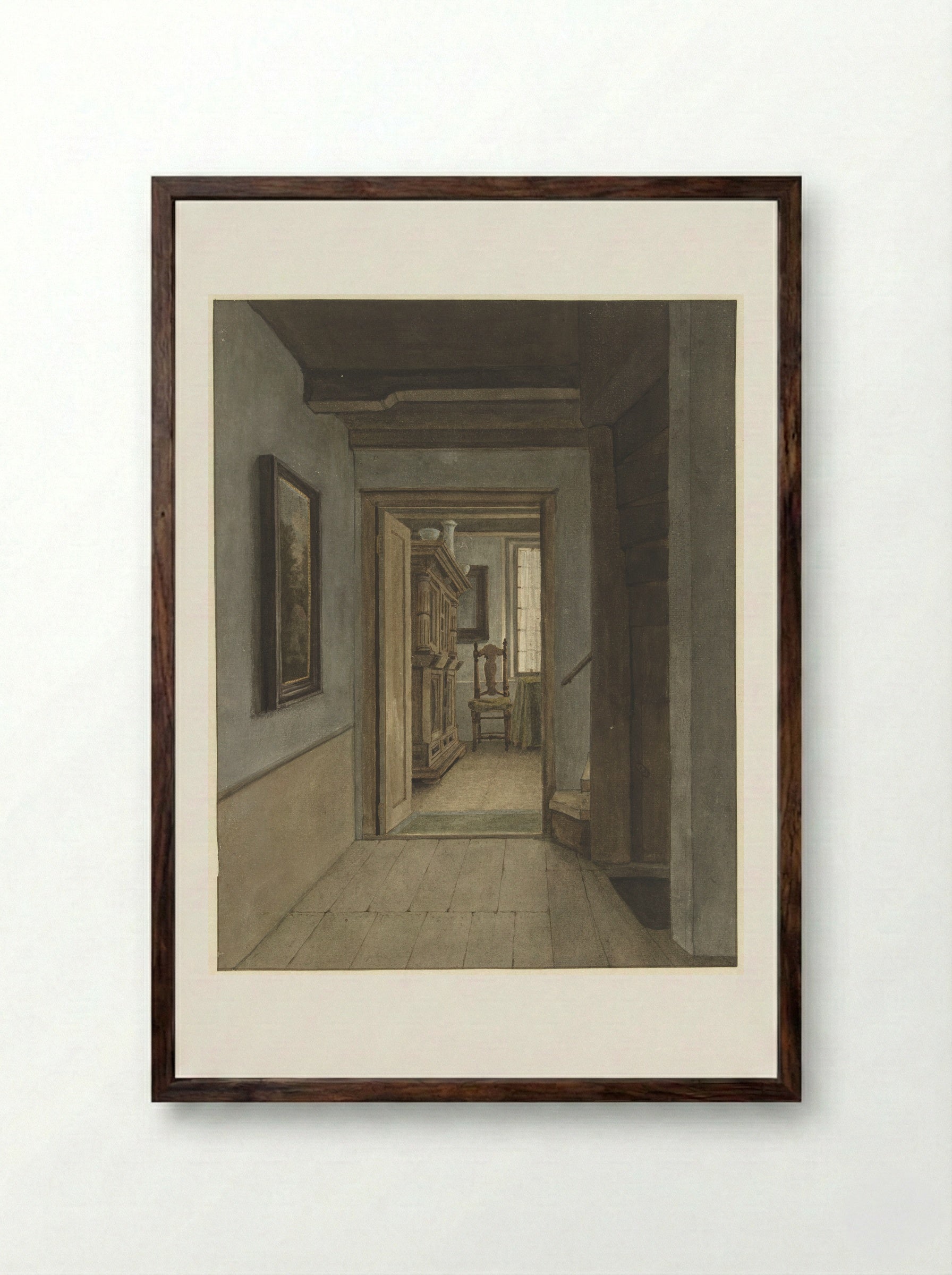 Binnenhuis (Interior) - Gerrit Lamberts - Framed Print Dark Wood