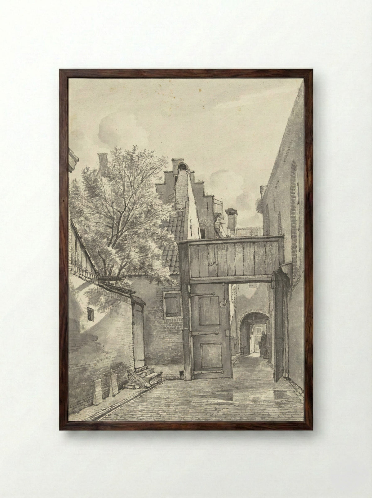Binnenplaats en steeg - Gerrit Lamberts - Framed Print Dark Wood