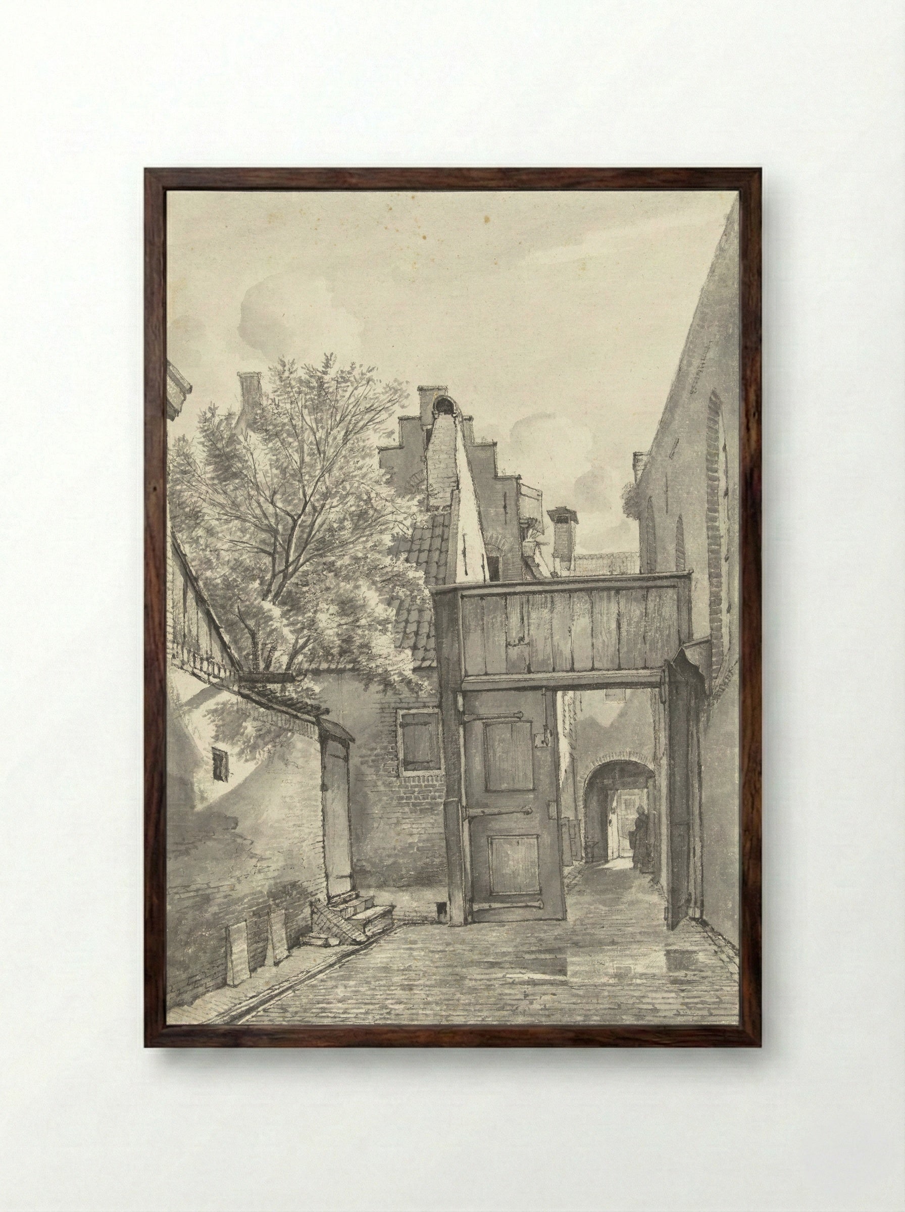 Binnenplaats en steeg - Gerrit Lamberts - Framed Print Dark Wood