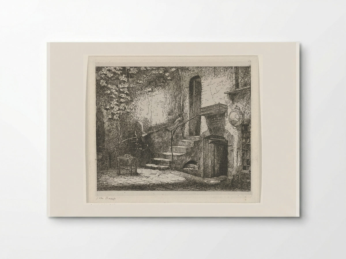 Binnenplaats met trap - Jacobus Ludovicus Cornet - Poster