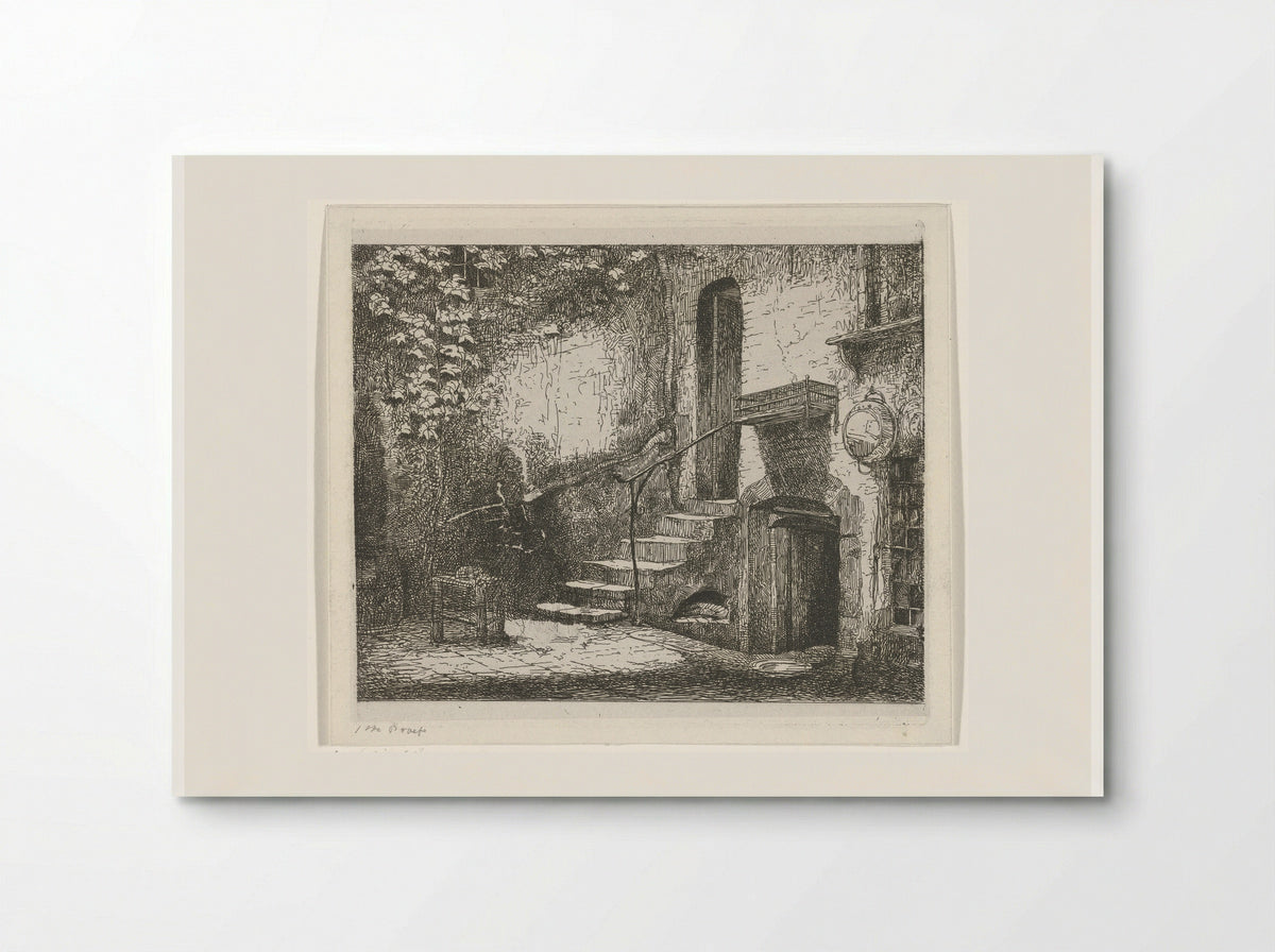 Binnenplaats met trap - Jacobus Ludovicus Cornet - Poster