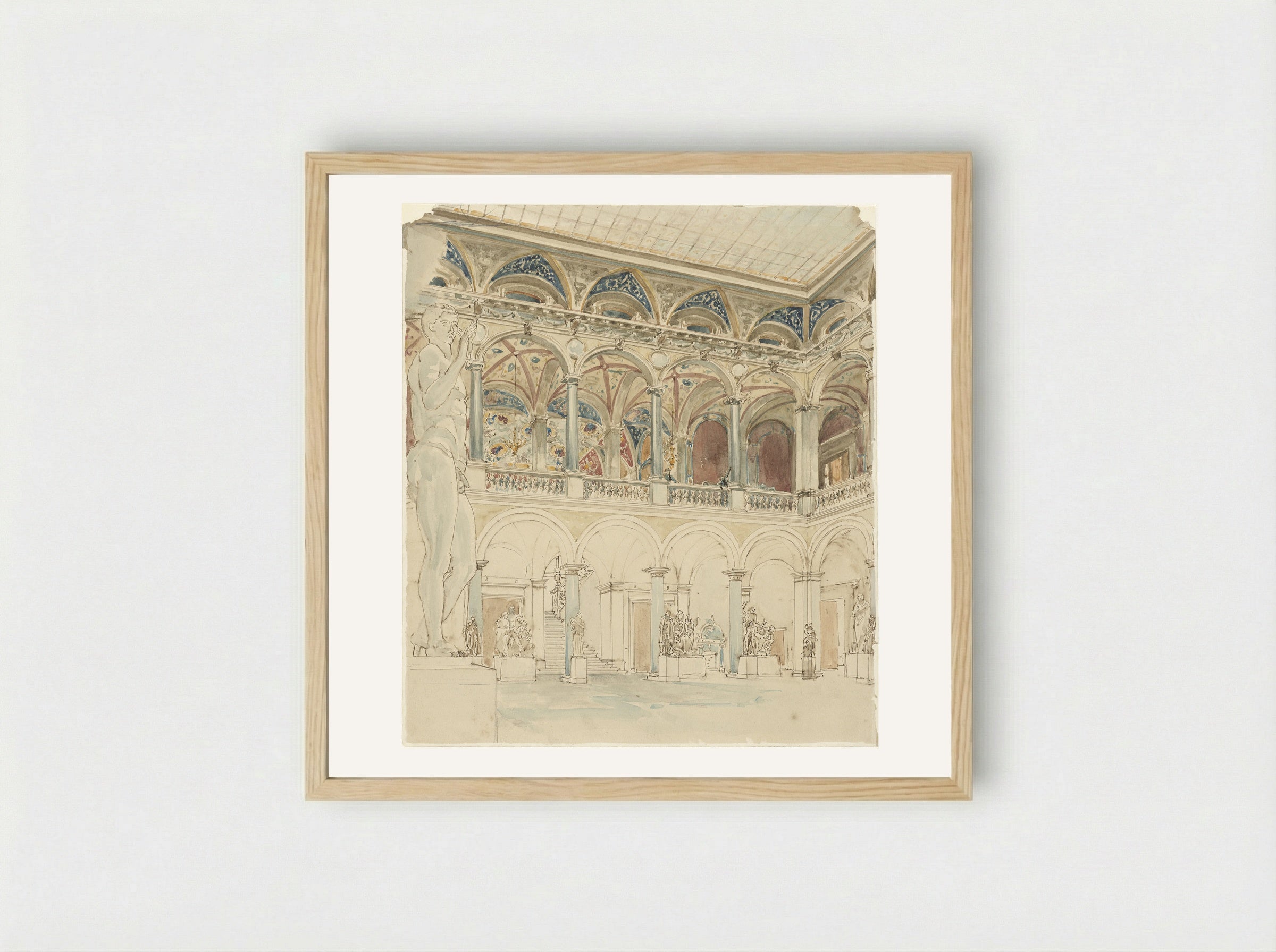 Binnenplaats van de Ecole des Beaux-Arts te Parijs - Wilhelm Cornelis Bauer - Framed Print Wood