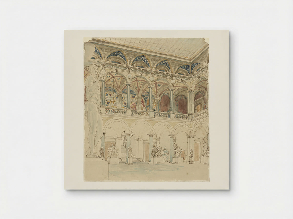Binnenplaats van de Ecole des Beaux-Arts te Parijs - Wilhelm Cornelis Bauer - Poster