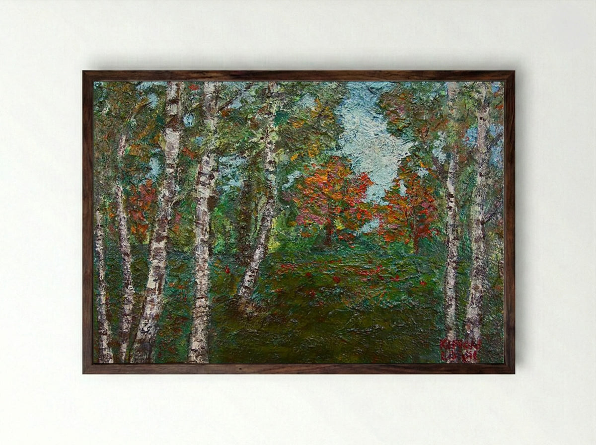 Birch Trees - Kimon Loghi - Framed Print Dark Wood