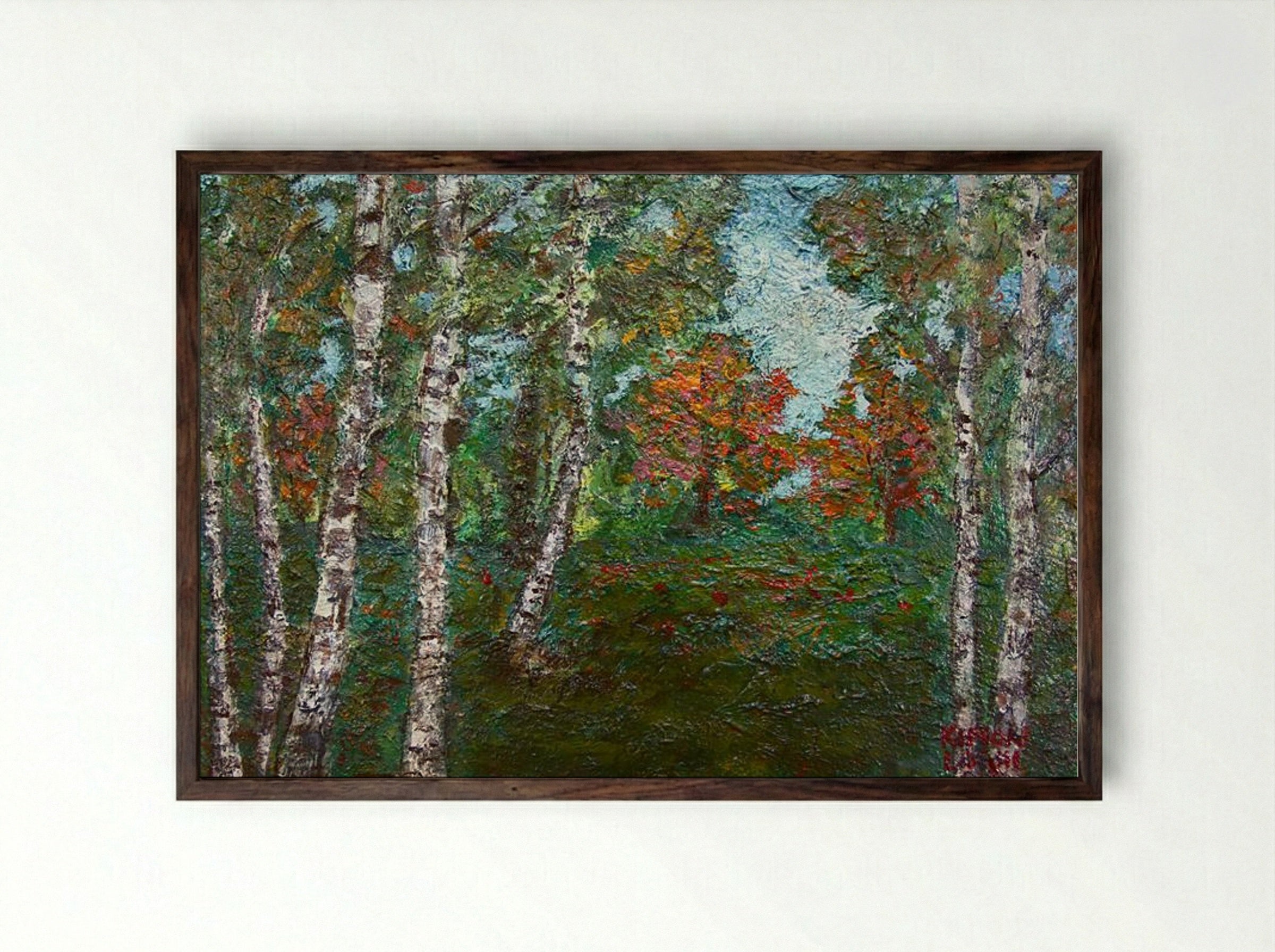 Birch Trees - Kimon Loghi - Framed Print Dark Wood