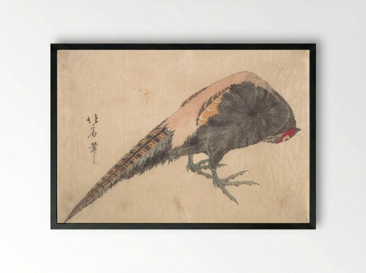 Bird (Woodblock Print) - Hakusanjin Hokui - Framed Print Black