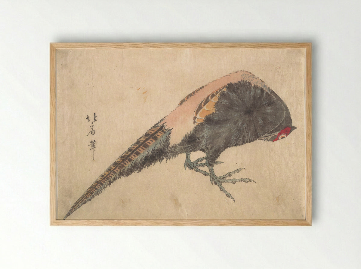 Bird (Woodblock Print) - Hakusanjin Hokui - Framed Print Wood