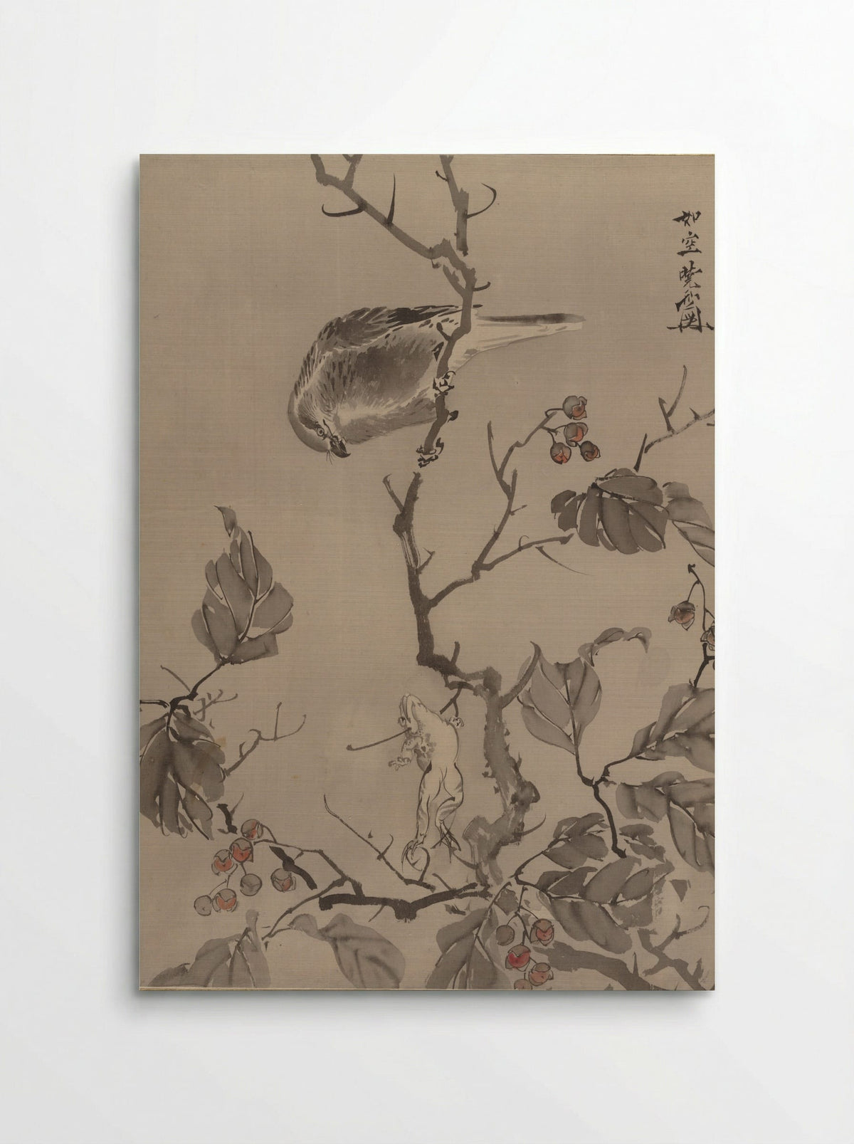 Bird and Frog - Kawanabe Kyōsai - Poster