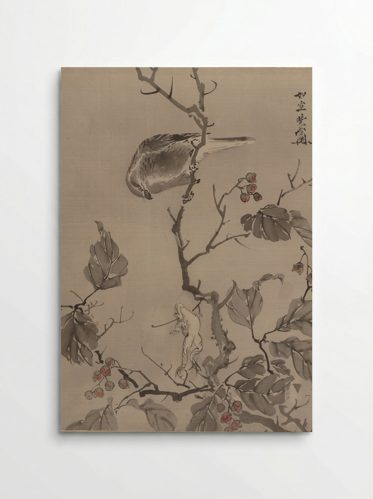 Bird and Frog - Kawanabe Kyōsai - Poster
