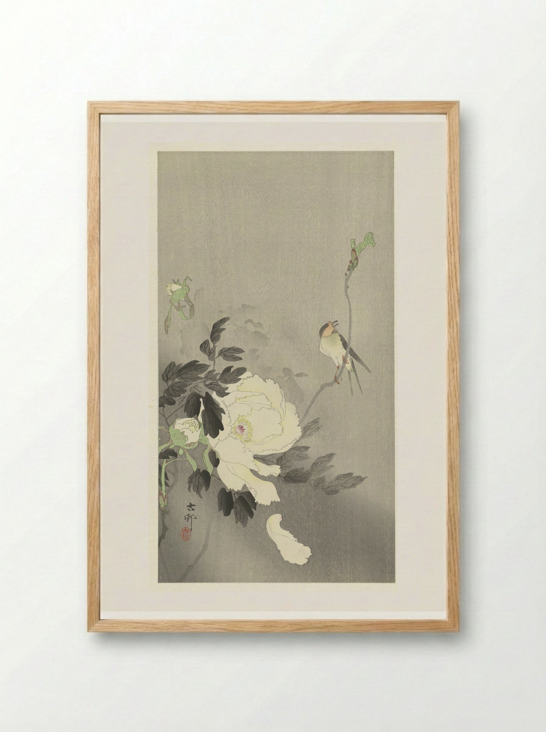 Bird and Peony - Matsuki Heikichi - Framed Print Wood