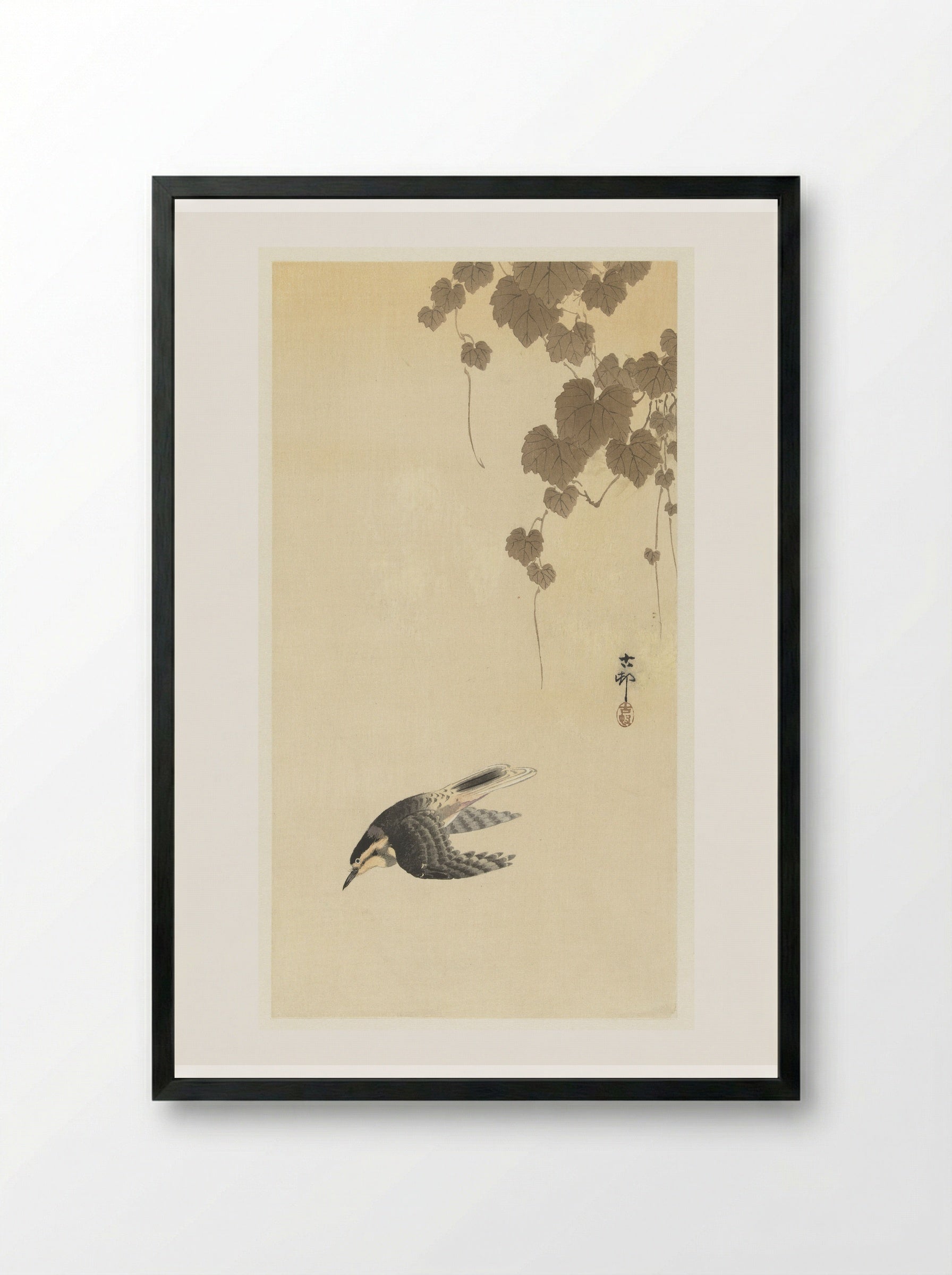 Bird in Downward Flight - Matsuki Heikichi - Framed Print Black