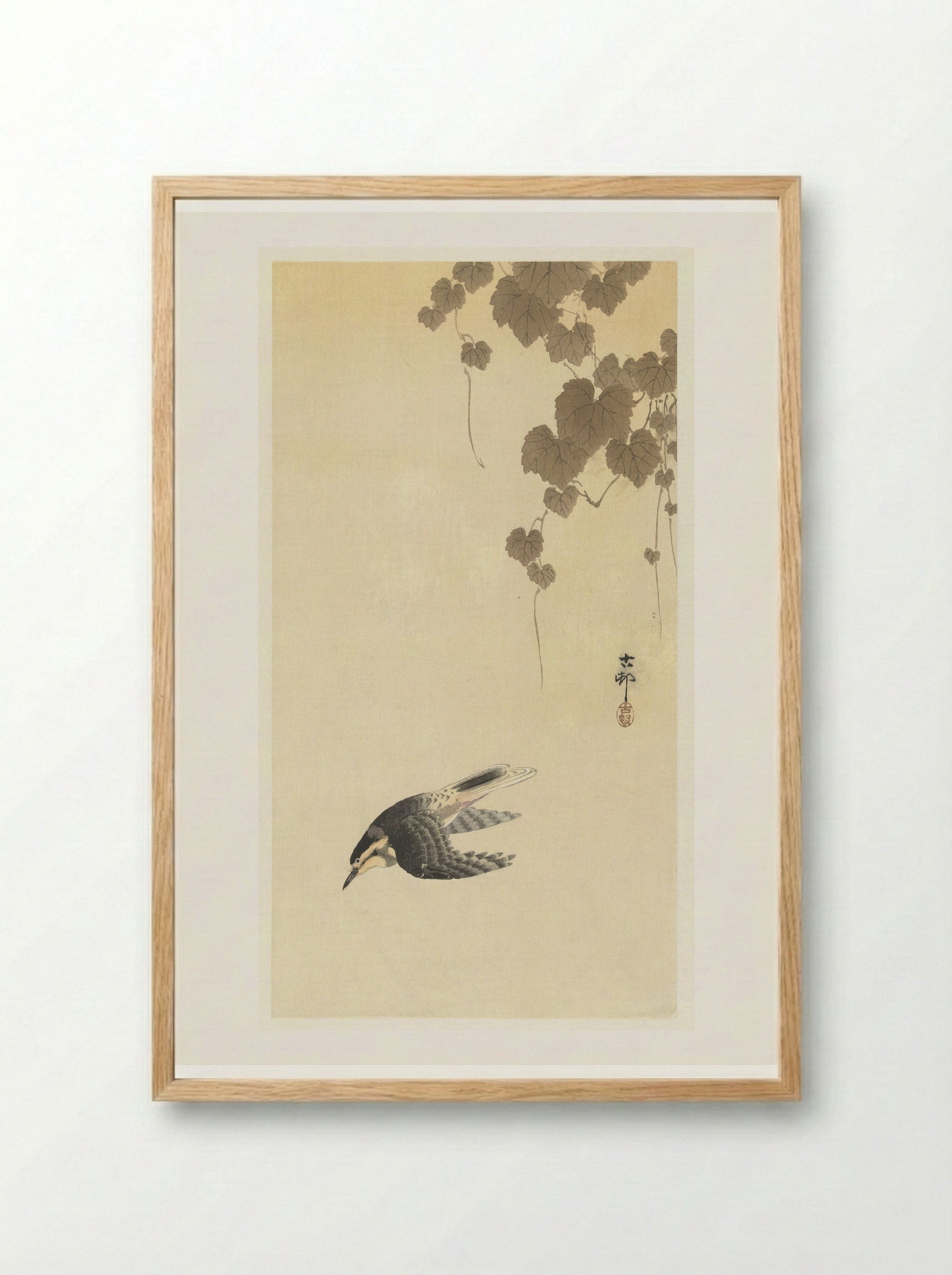 Bird in Downward Flight - Matsuki Heikichi - Framed Print Wood