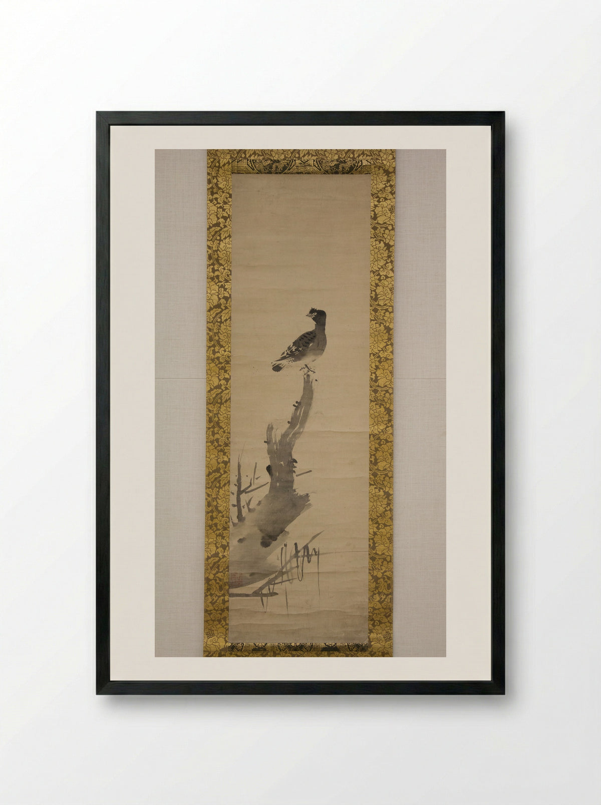 Bird on Tree (Haha-chō) - Shūkō - Framed Print Black
