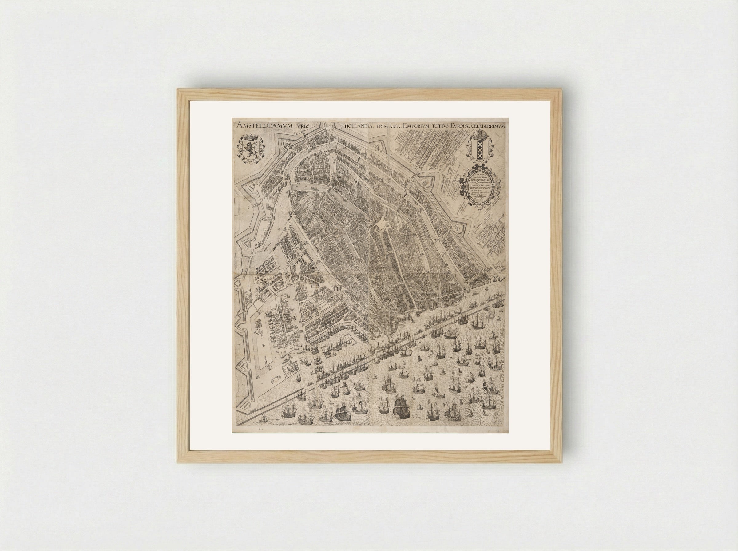 Bird's-Eye View of Amsterdam - Pieter Bast - Framed Print Wood