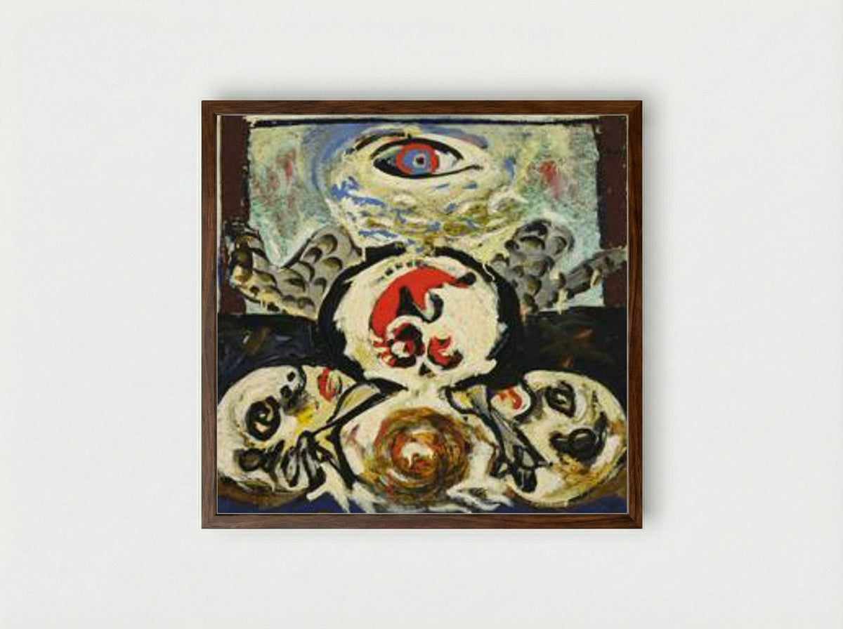 Bird - Jackson Pollock - Framed Print Dark Wood