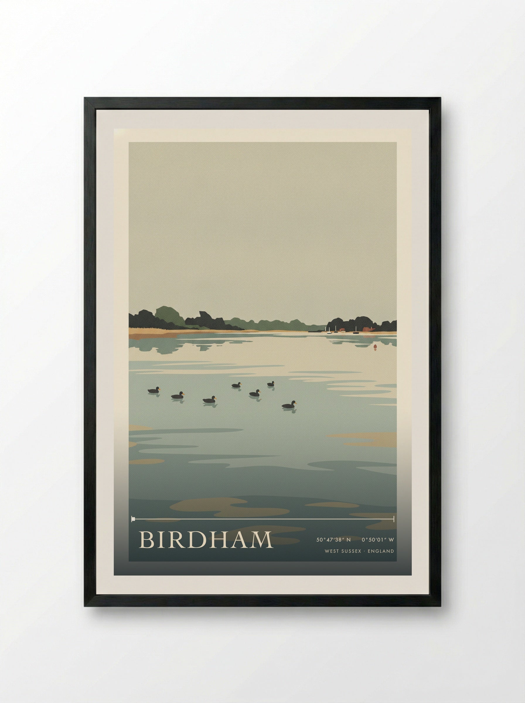 Birdham West Sussex England Travel Poster - Framed Print Black
