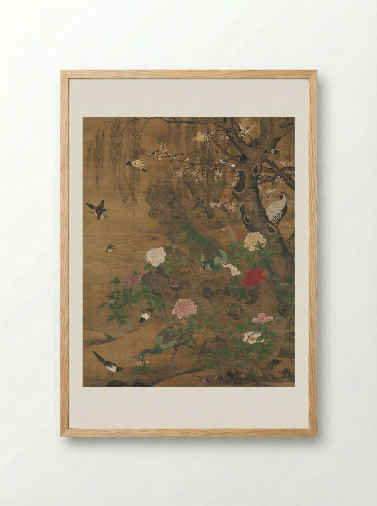 Birds Gather under the Spring Willow - Yin Hong - Framed Print Wood