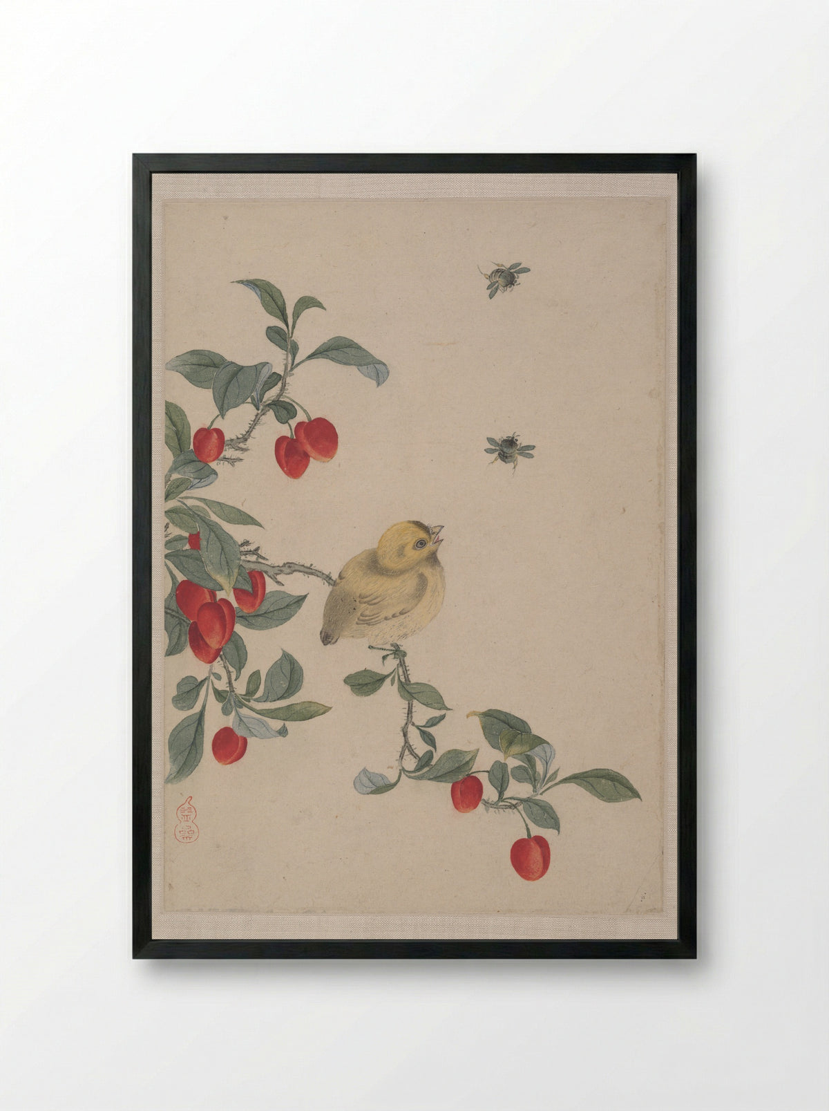 Birds, Insects and Flowers - Yi Zhai - Framed Print Black