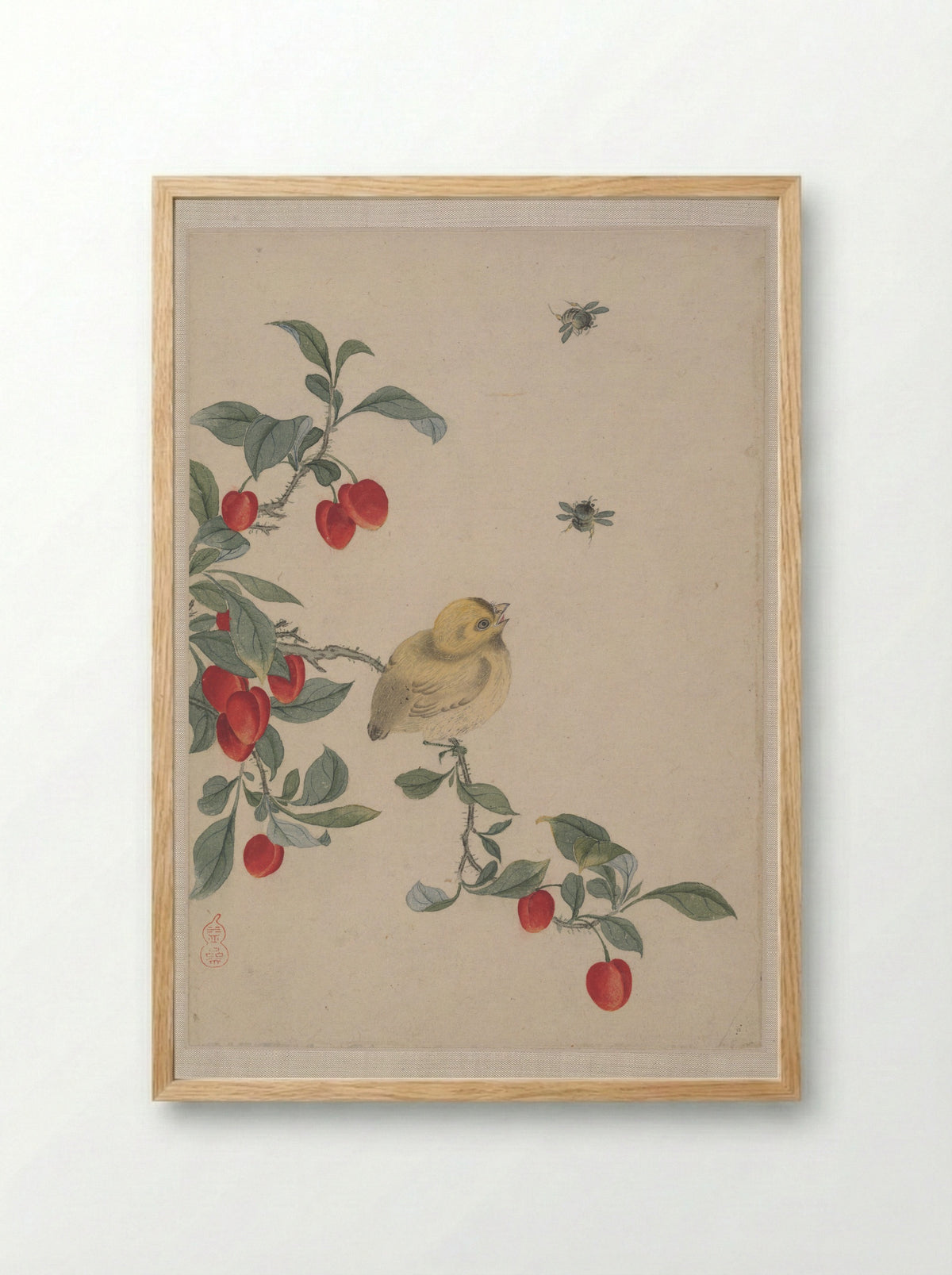 Birds, Insects and Flowers - Yi Zhai - Framed Print Wood
