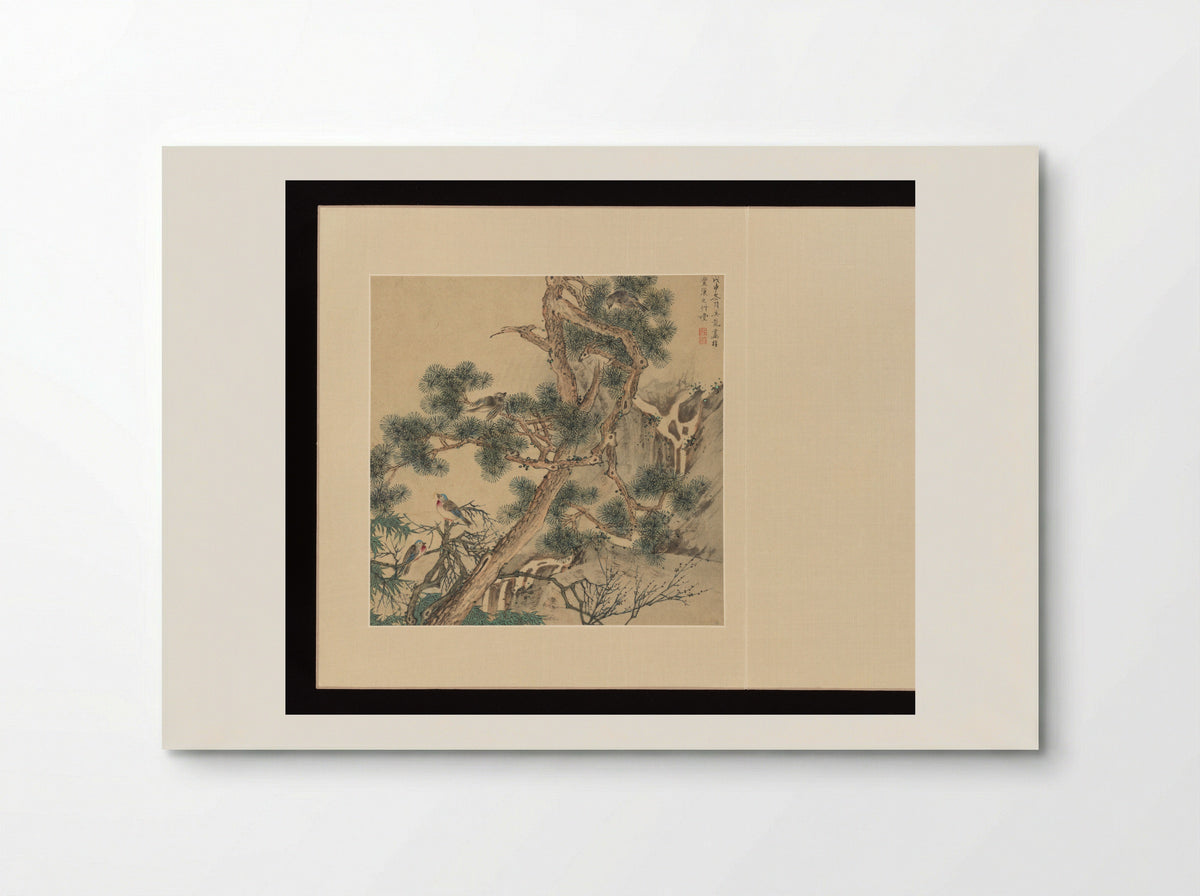 Birds in Pine Tree - Wu Long - Poster