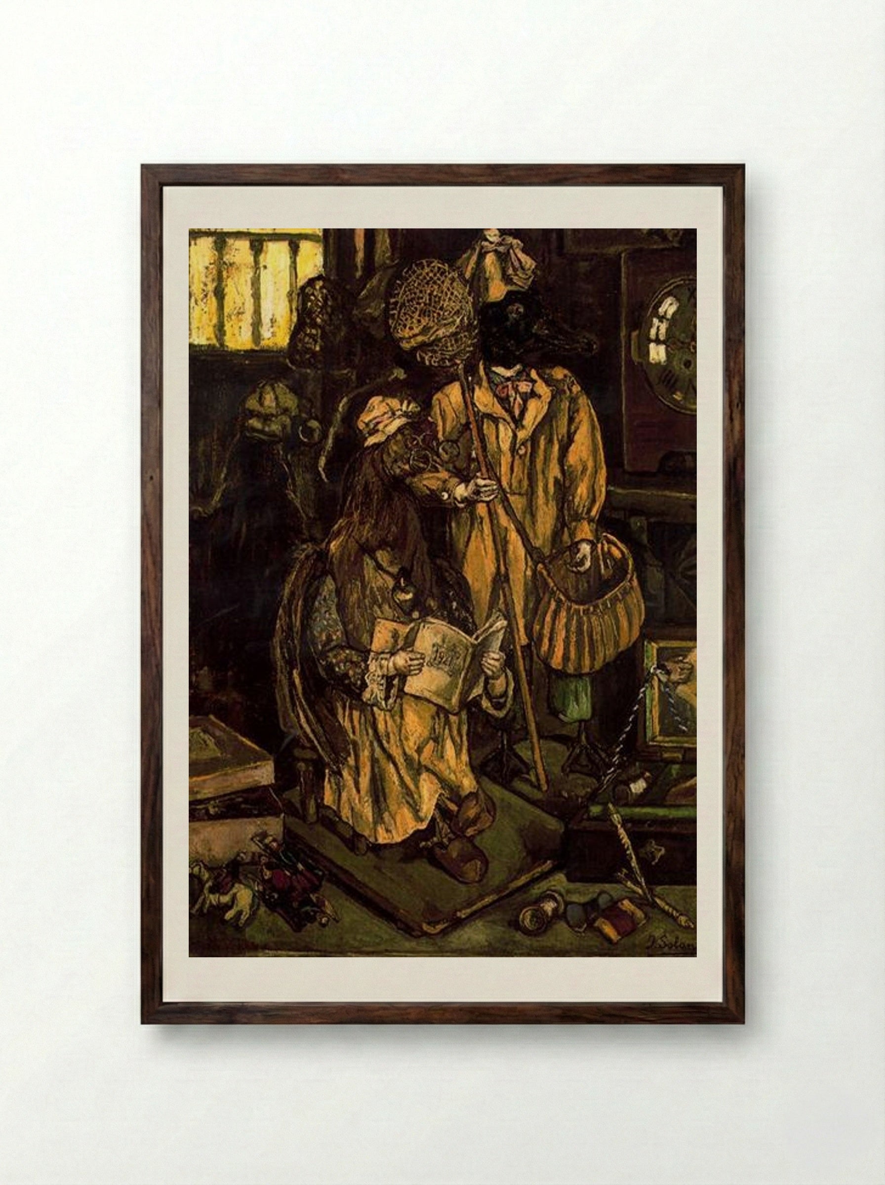 Birds - José Gutiérrez Solana - Framed Print Dark Wood