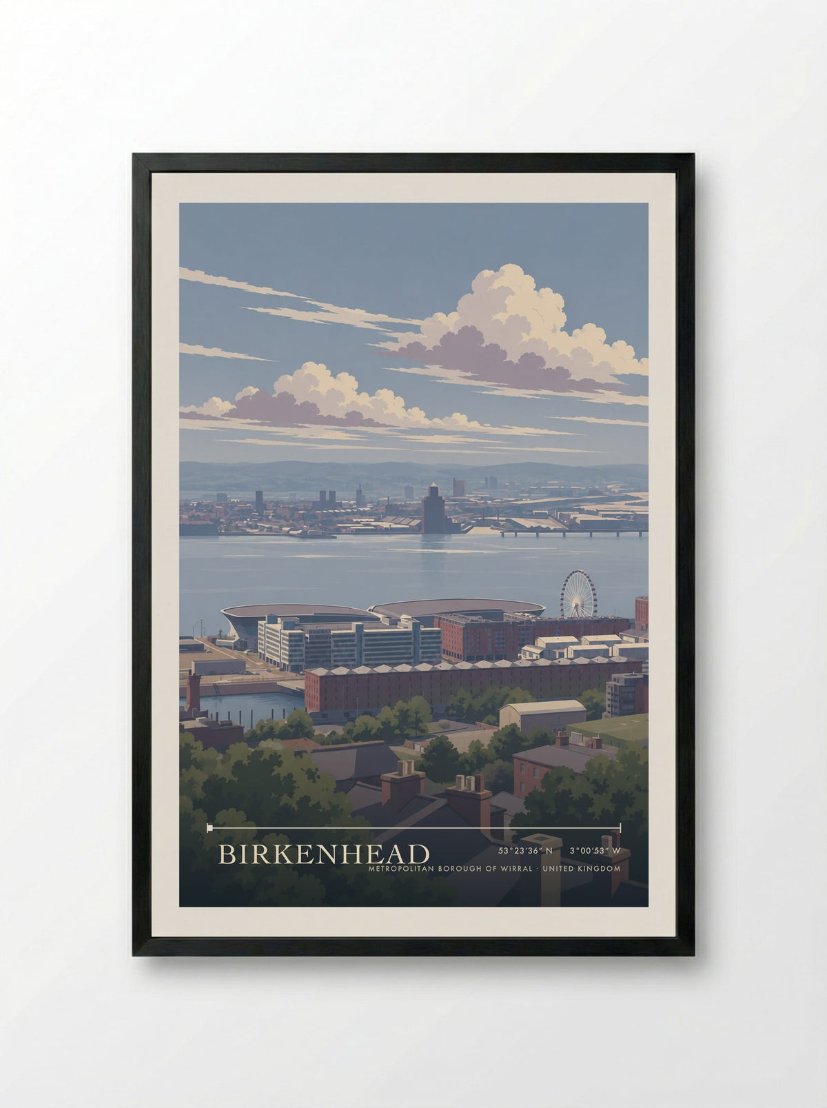 Birkenhead, Metropolitan Borough of Wirral | Travel Poster - Framed Print Black