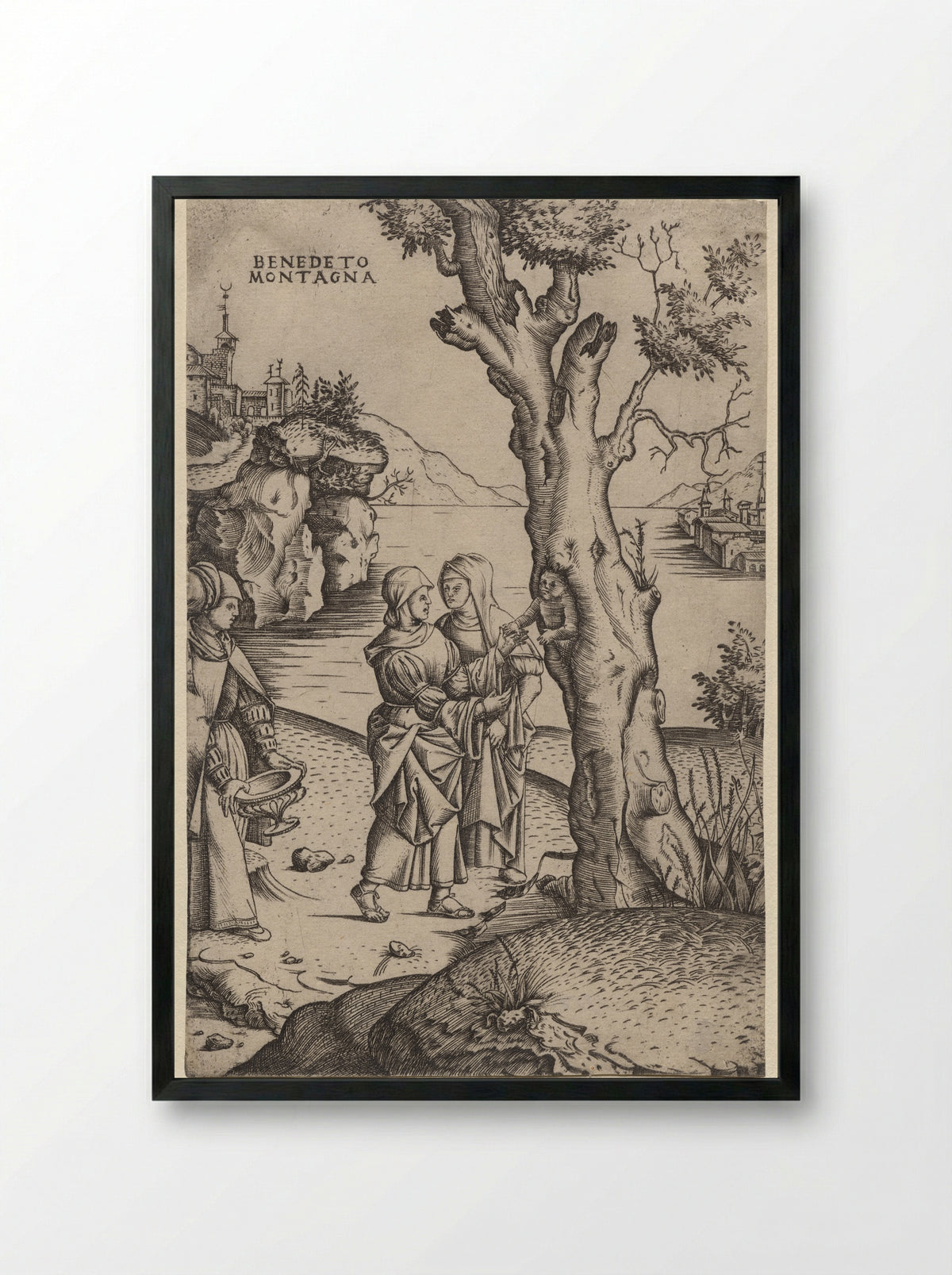 Birth of Adonis - Benedetto Montagna - Framed Print Black