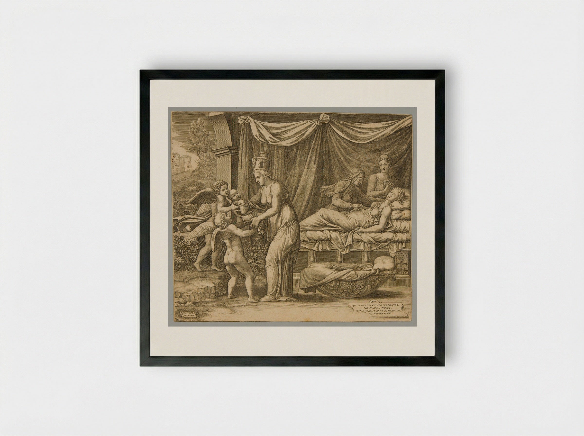 Birth of Memnon - Giorgio Ghisi - Framed Print Black