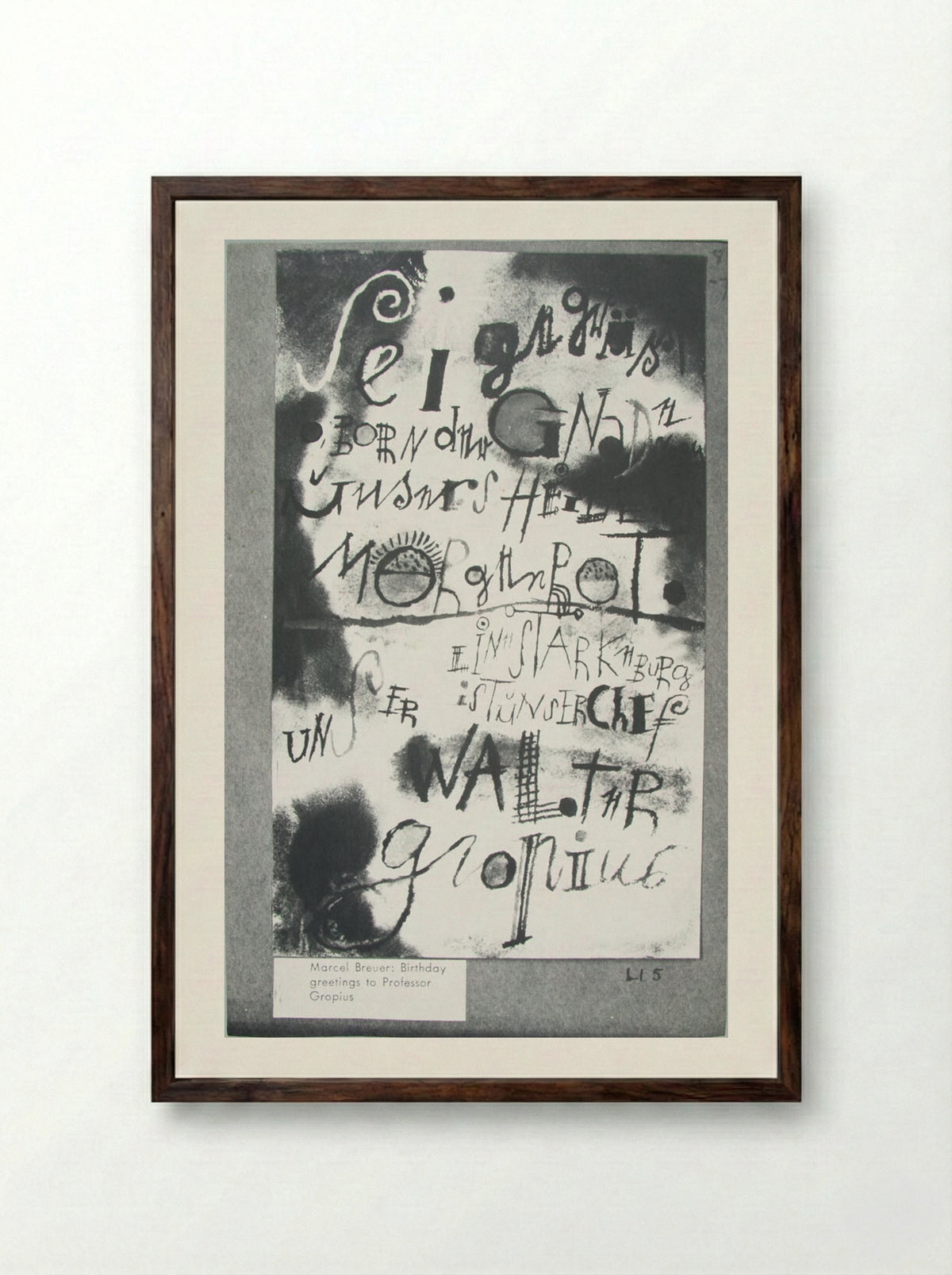 Birthday Greetings to Walter Gropius - Marcel Breuer - Framed Print Dark Wood