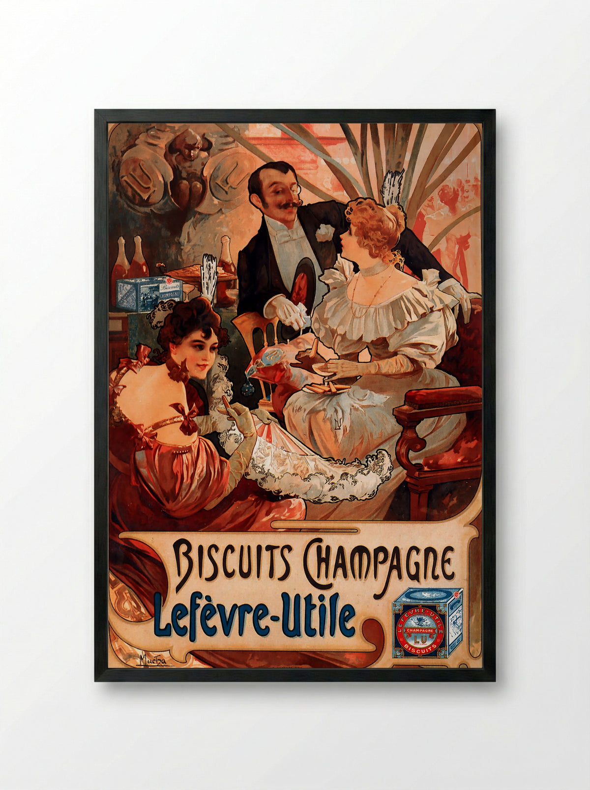 Biscuits Champagne Lefèvre-Utile - Alphonse Mucha - Framed Print Black