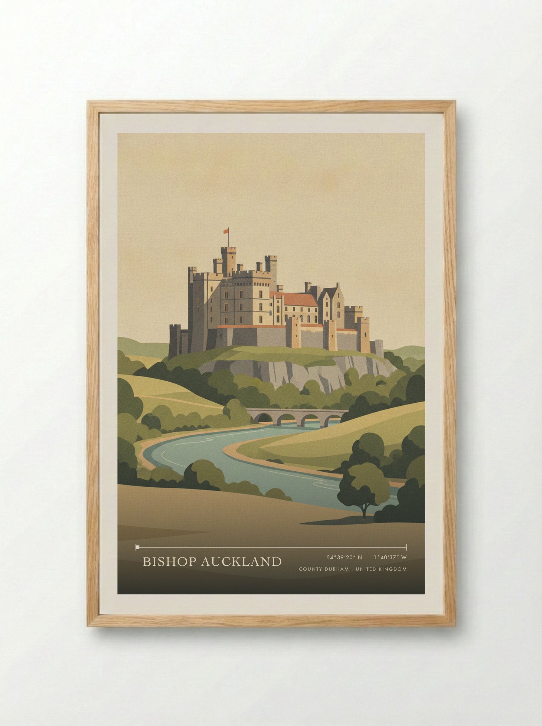 Bishop Auckland County Durham United Kingdom Travel Poster - Framed Print Wood