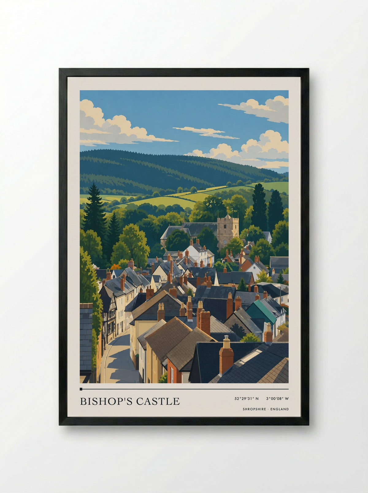 Bishop's Castle, Shropshire | Travel Poster - Framed Print Black