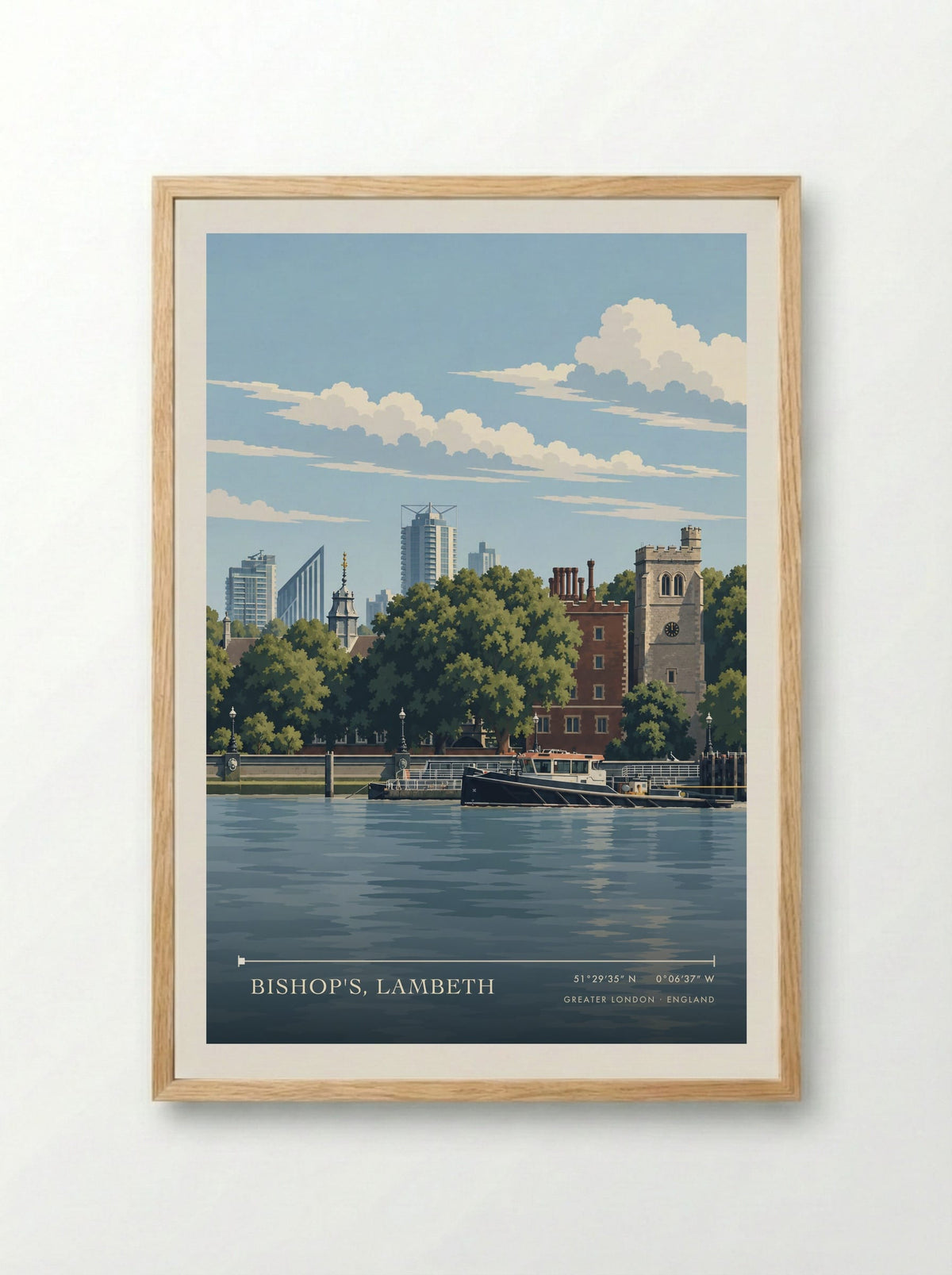 Bishop's, Lambeth, Greater London | Travel Poster - Framed Print Wood