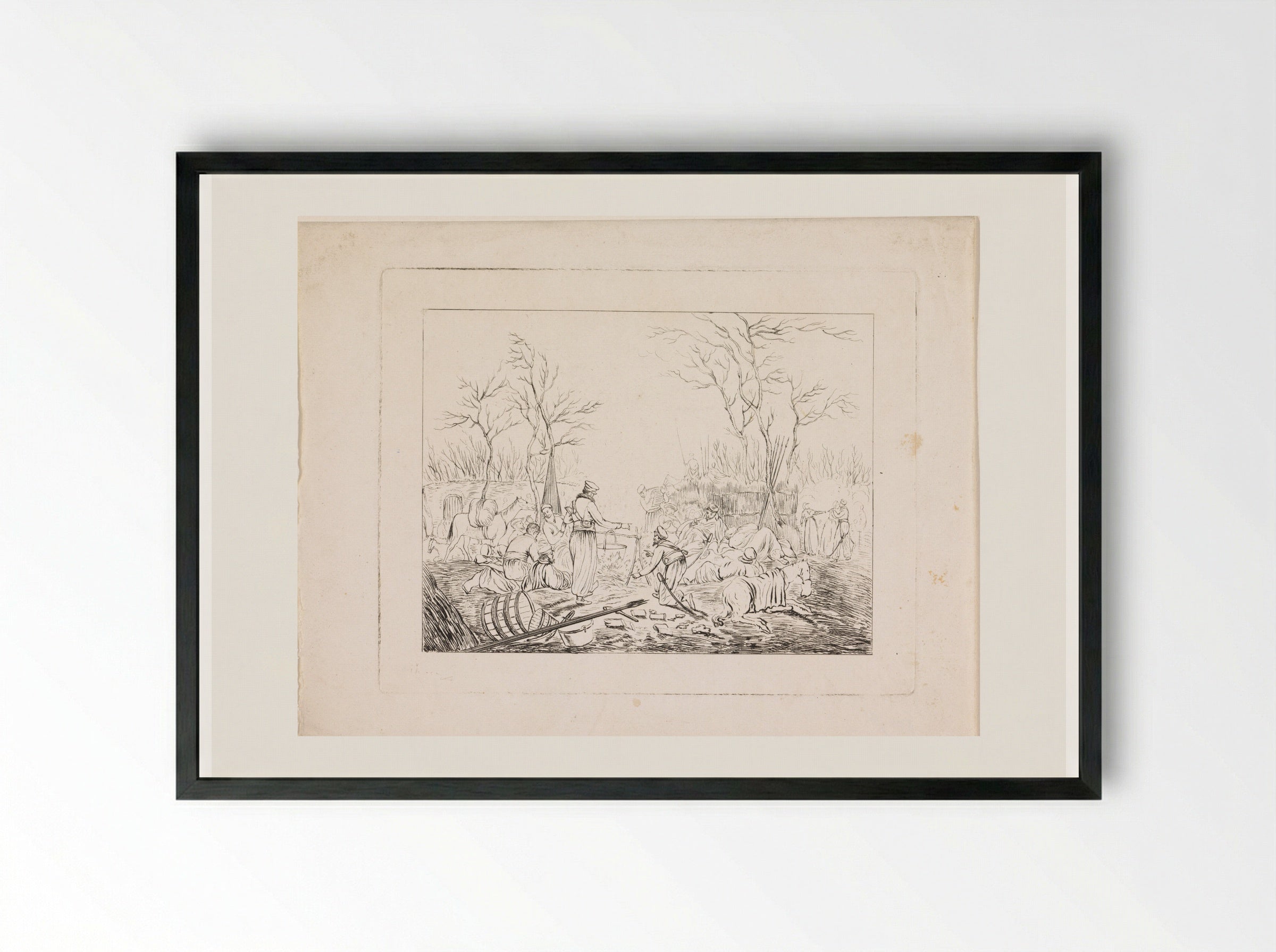Bivak van kozakken - Pieter Bartholomeusz. Barbiers - Framed Print Black