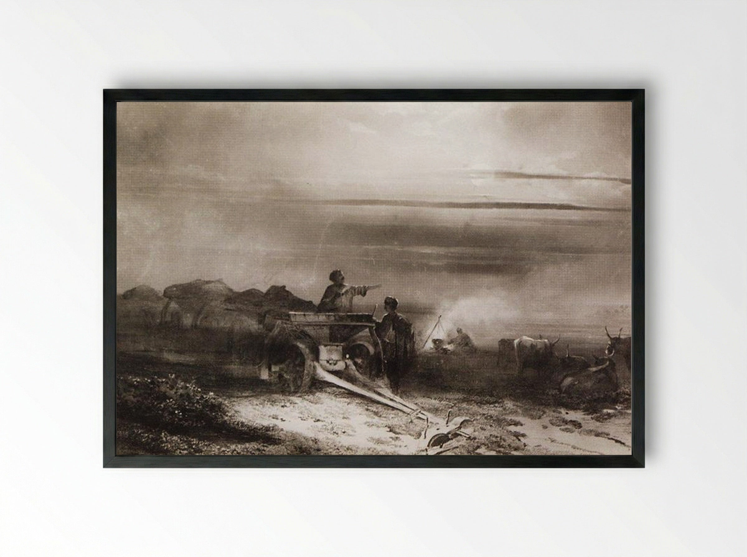 Bivouac in the Desert Convoy - Aleksey Savrasov - Framed Print Black