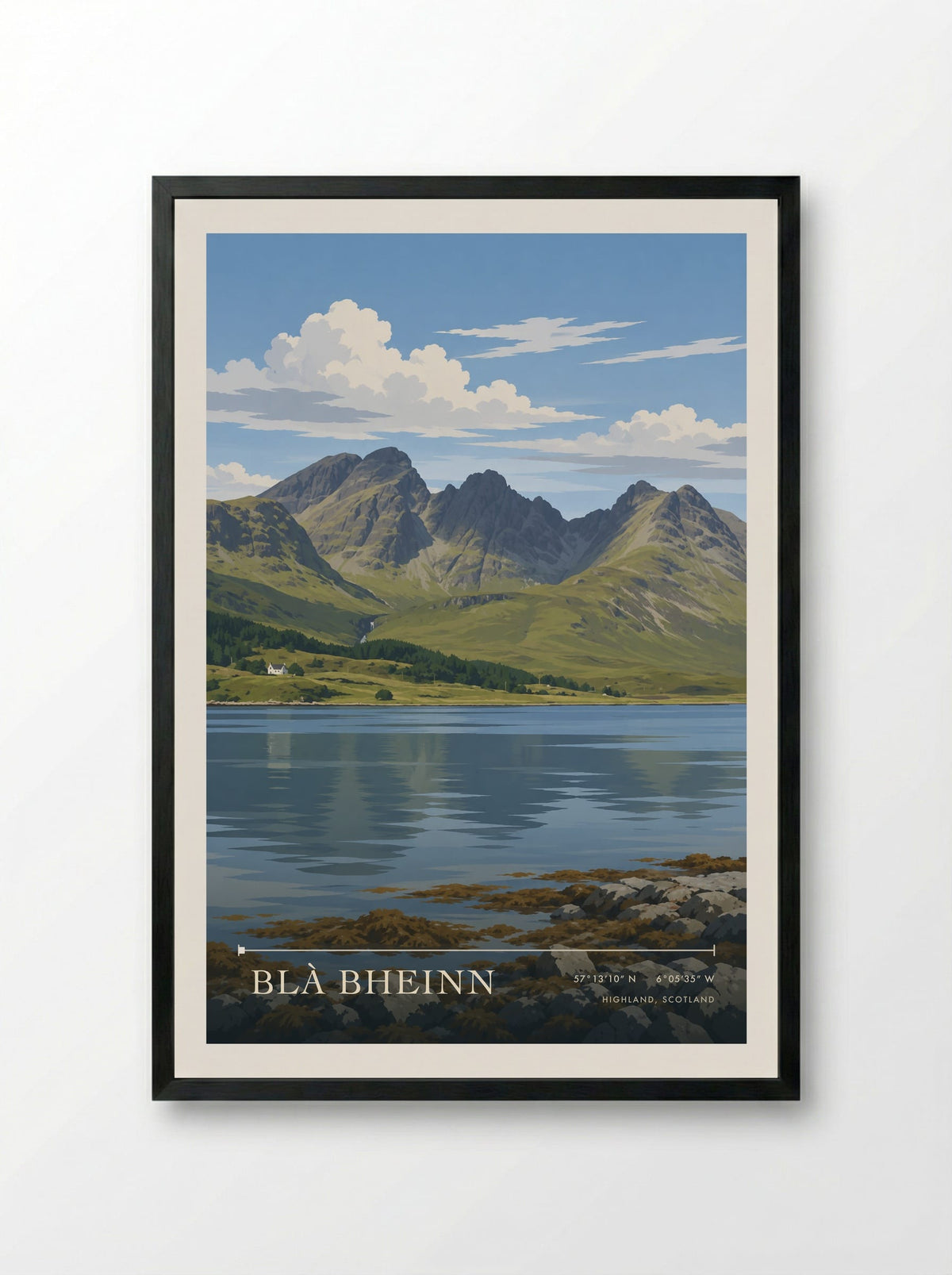 Blà Bheinn, Highland, Scotland | Travel Poster - Framed Print Black