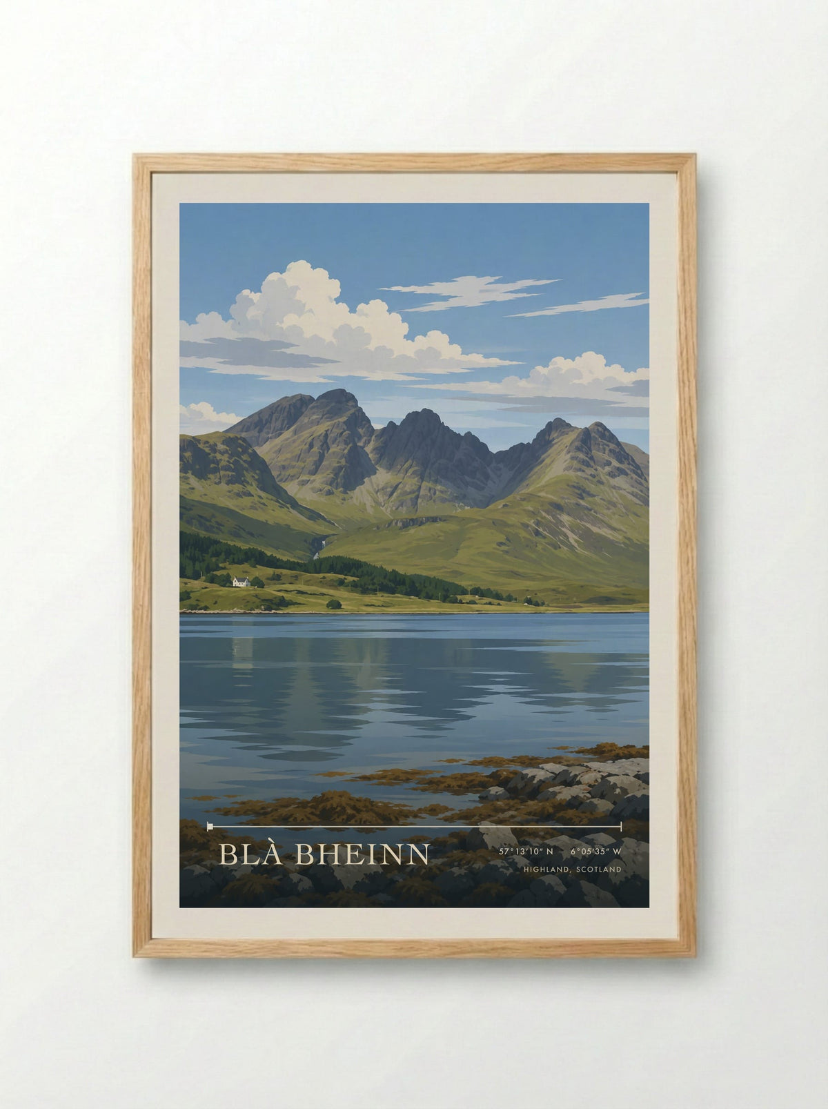 Blà Bheinn, Highland, Scotland | Travel Poster - Framed Print Wood