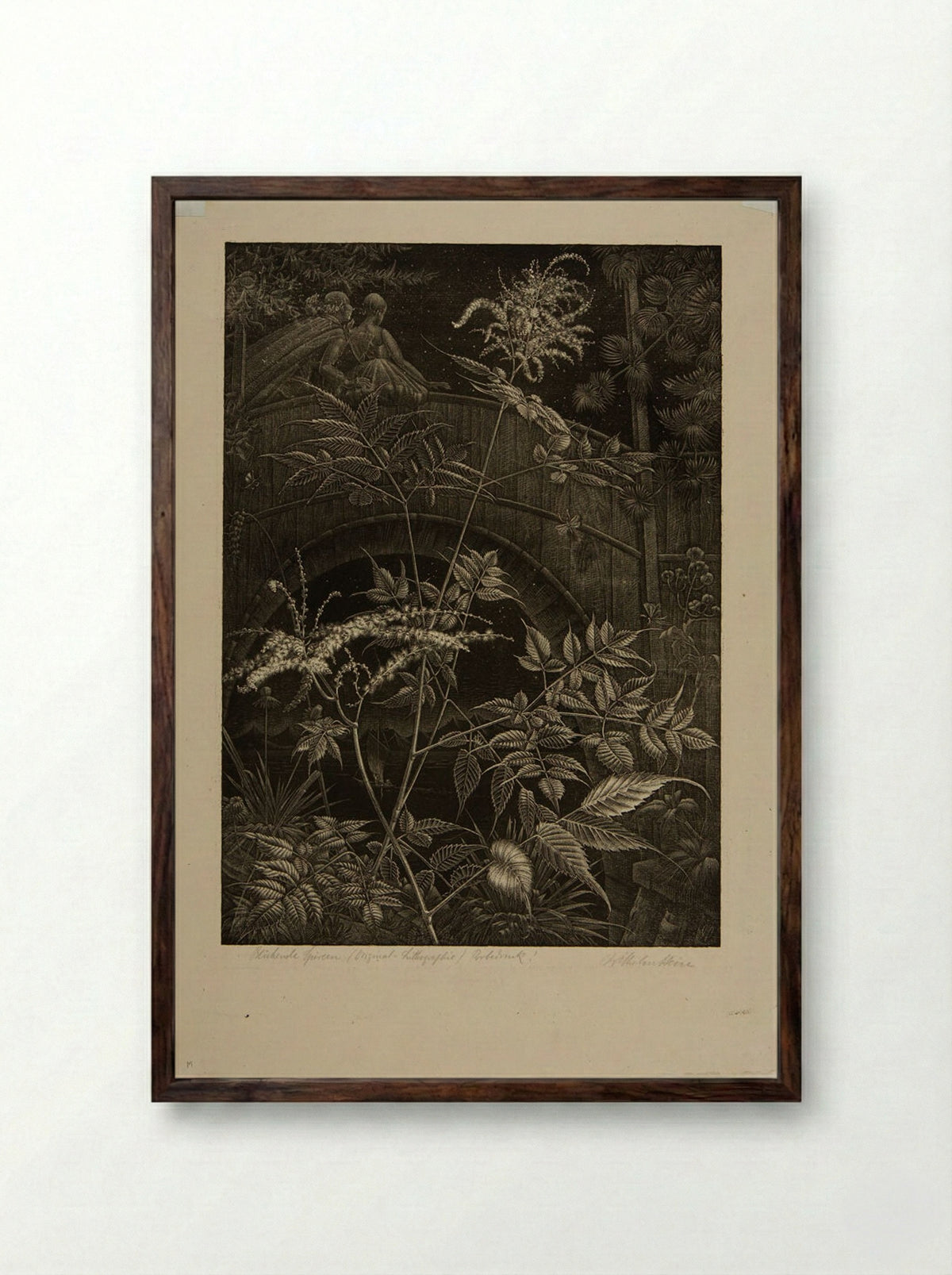 Blühende Spireen - Wilhelm Heise - Framed Print Dark Wood
